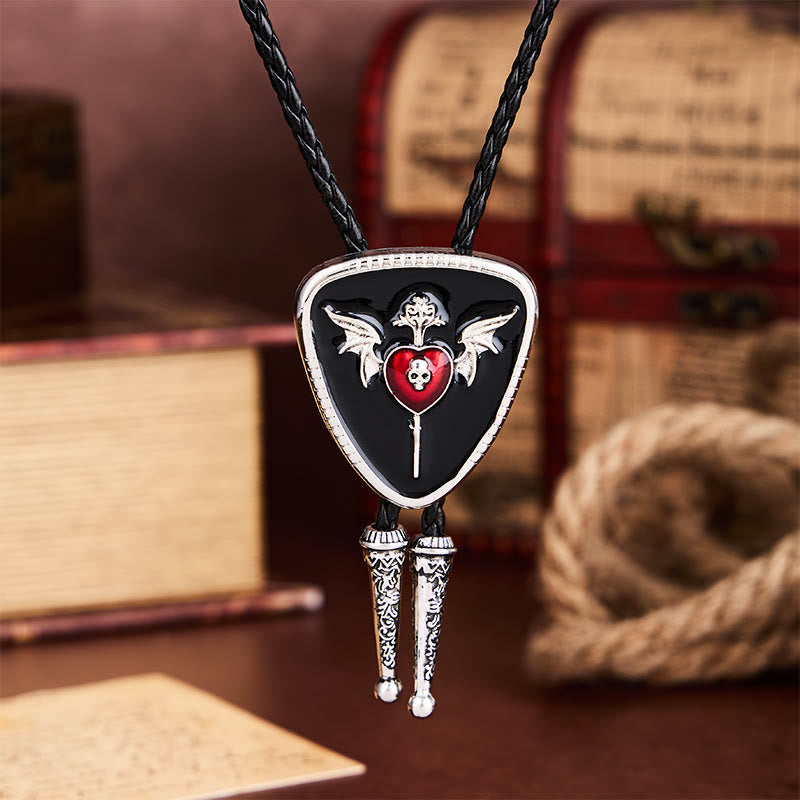Winged Skull & Dagger Immortal Heart Bolo Tie