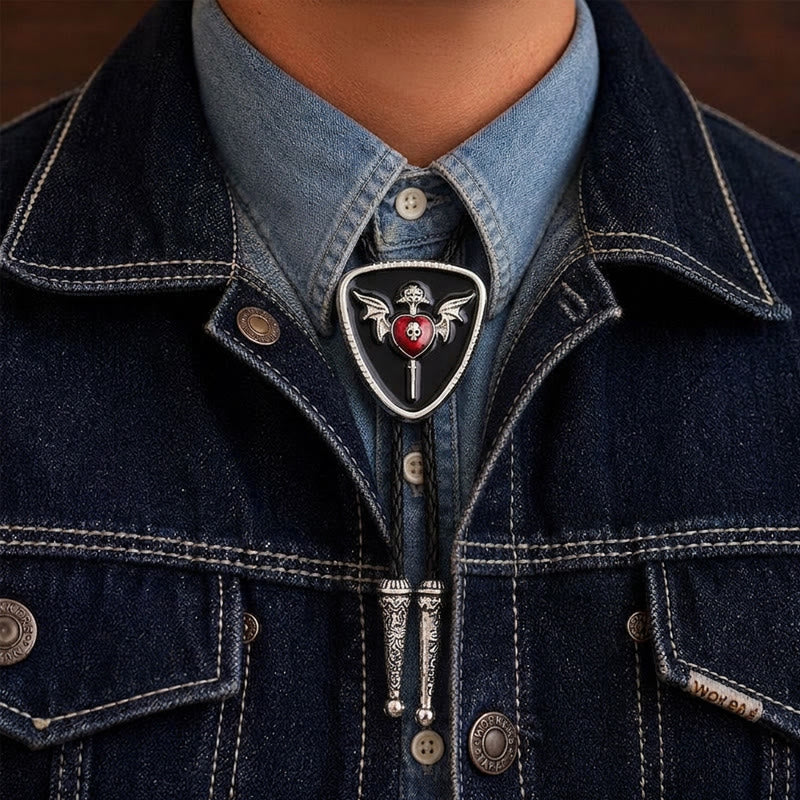Winged Skull & Dagger Immortal Heart Bolo Tie