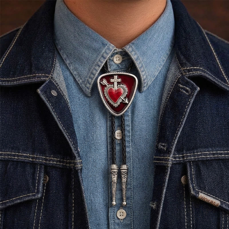 Gothic Emo Cross Arrow Heartbreaker Bolo Tie
