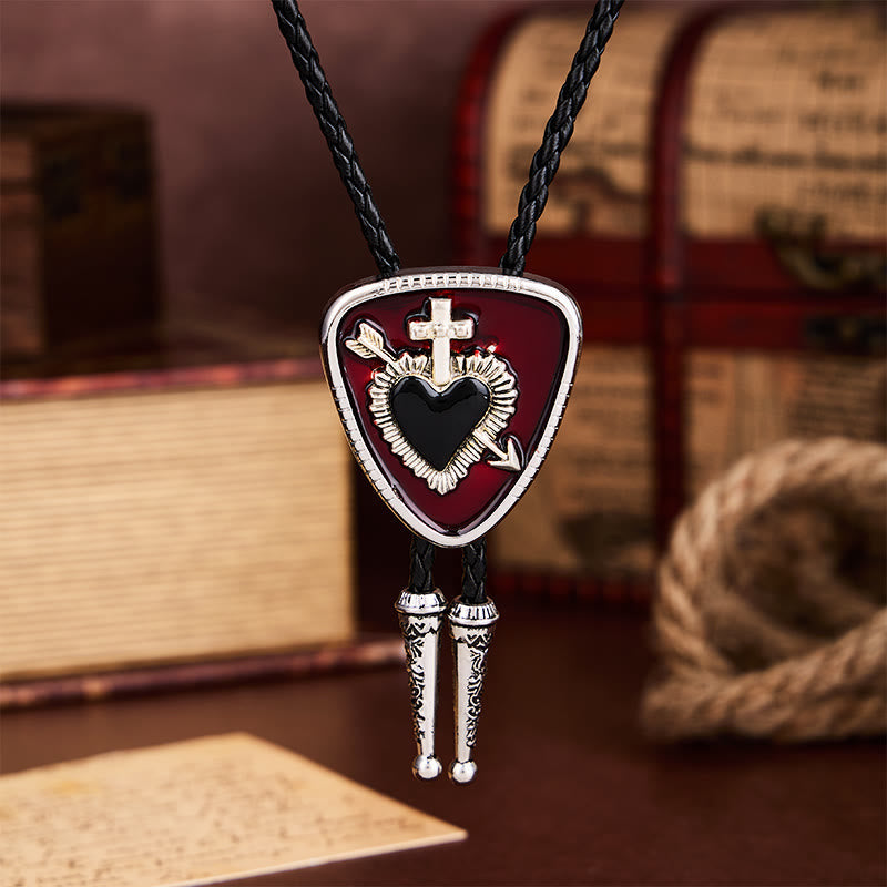 Gothic Emo Cross Arrow Heartbreaker Bolo Tie