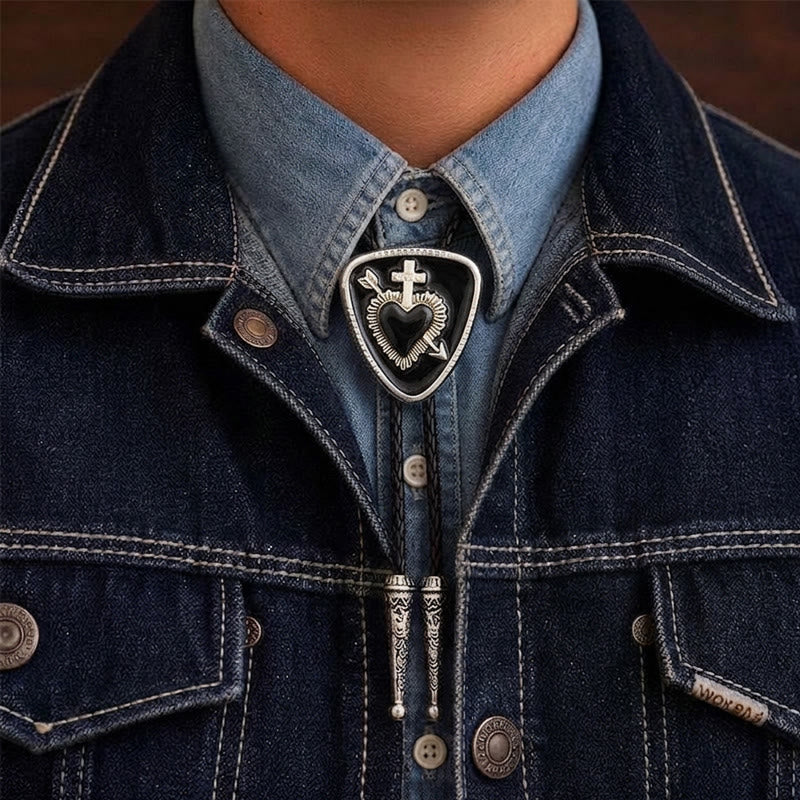 Gothic Emo Cross Arrow Heartbreaker Bolo Tie