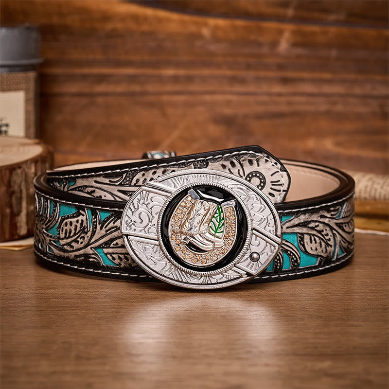 Boots & Horseshoe DIY Hidden Folding Knife Buckle Leather Belt