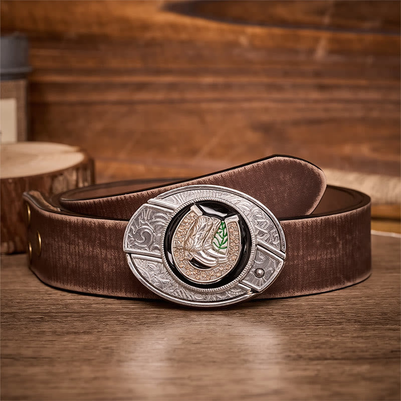 Boots & Horseshoe DIY Hidden Folding Knife Buckle Leather Belt