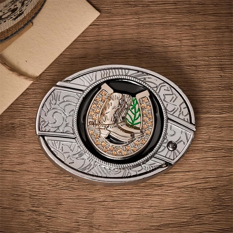 Boots & Horseshoe DIY Hidden Folding Knife Buckle Leather Belt