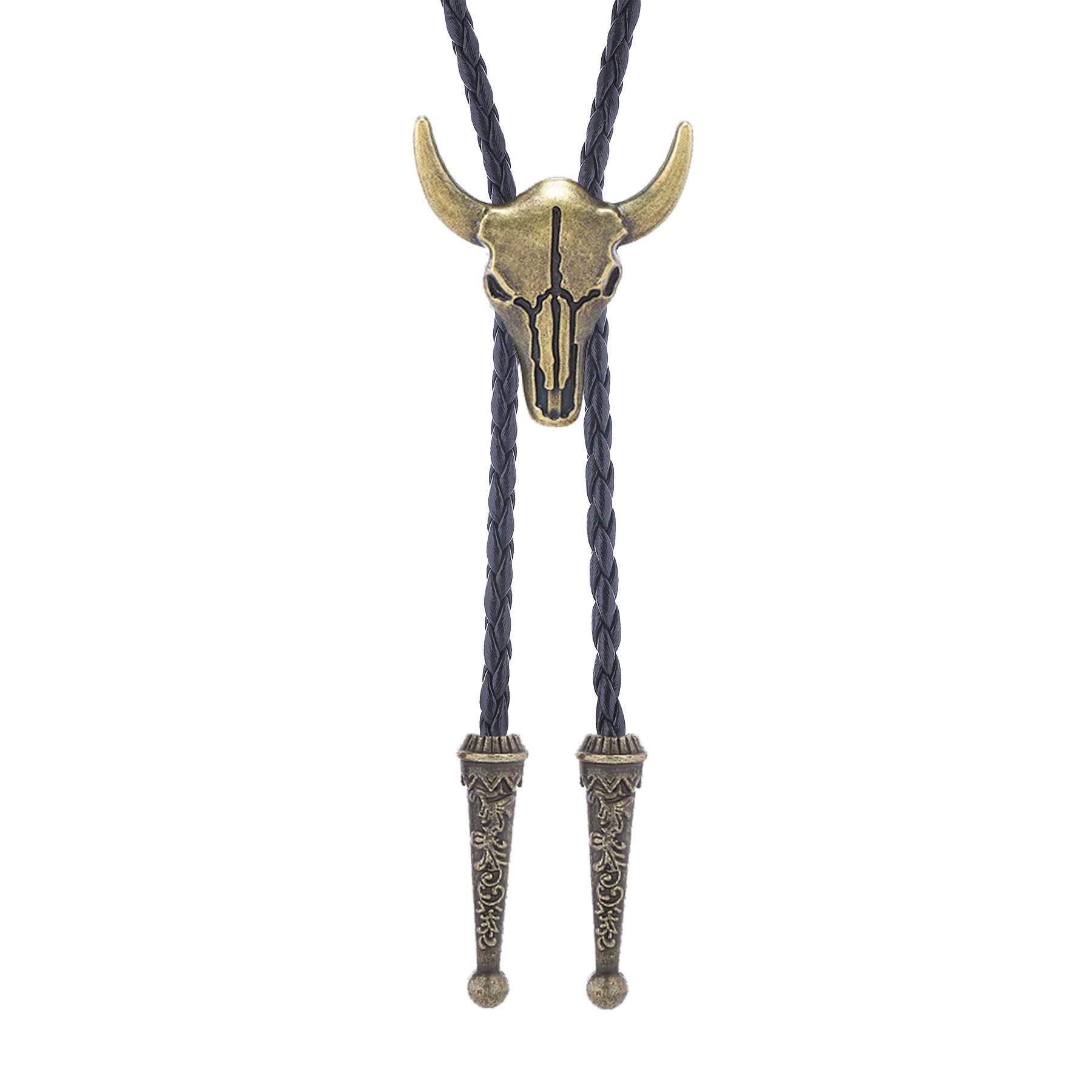 Vintage Cowboy Bronze Bull Skull Bolo Tie