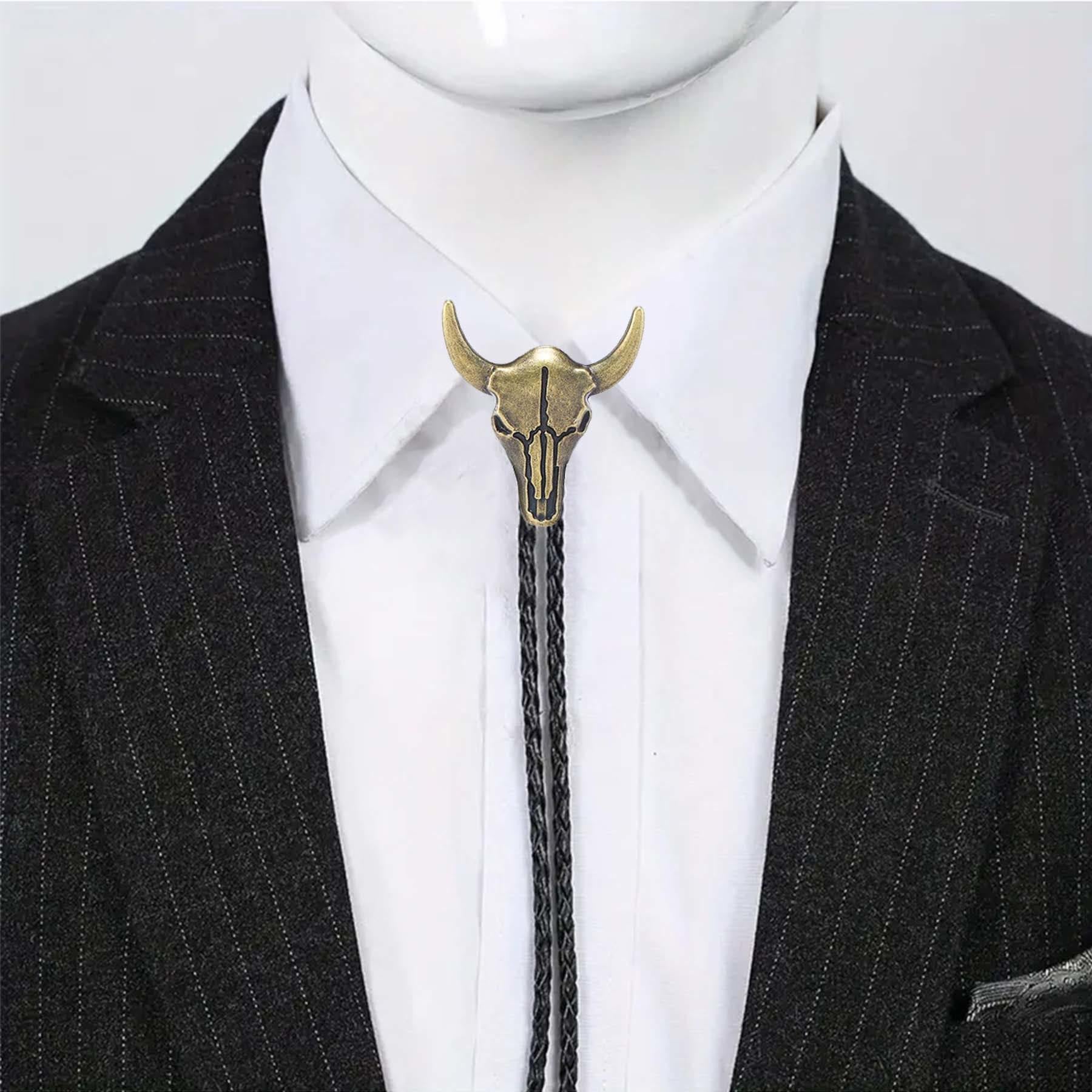 Vintage Cowboy Bronze Bull Skull Bolo Tie
