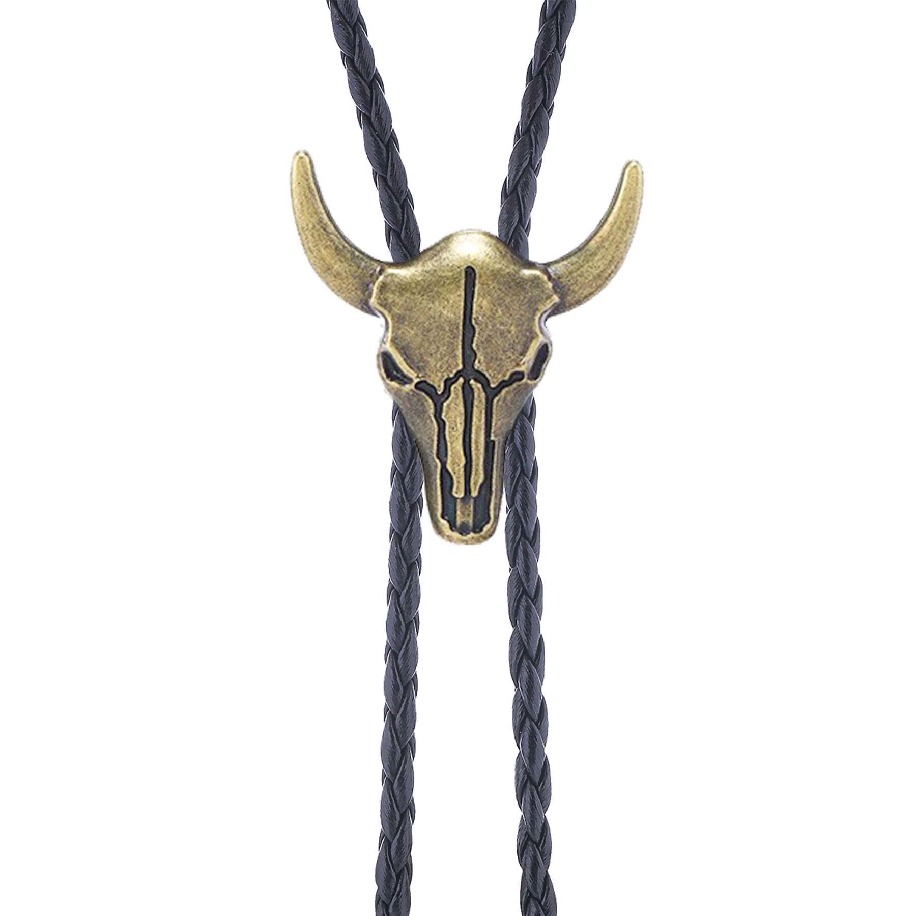 Vintage Cowboy Bronze Bull Skull Bolo Tie