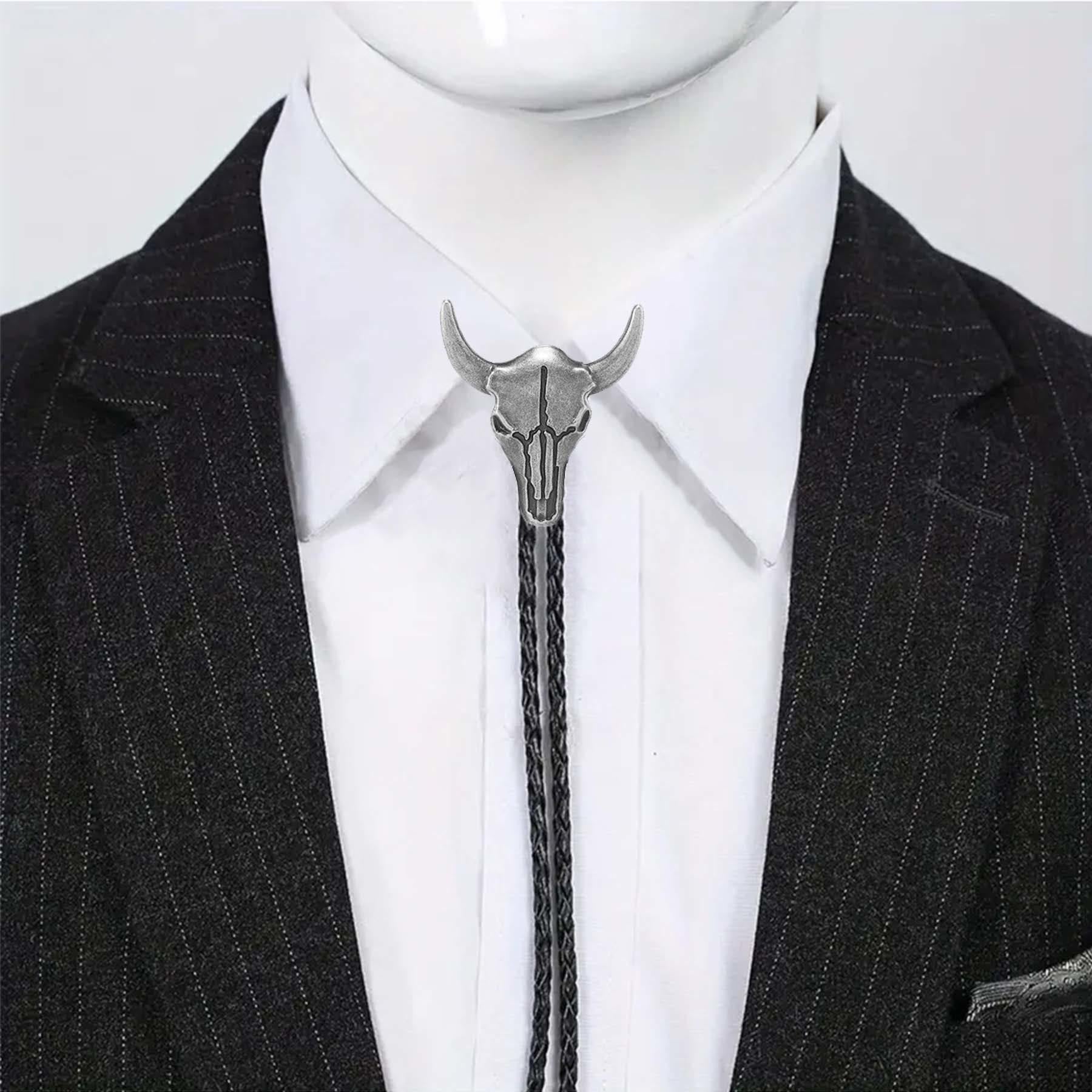 Vintage Cowboy Bronze Bull Skull Bolo Tie