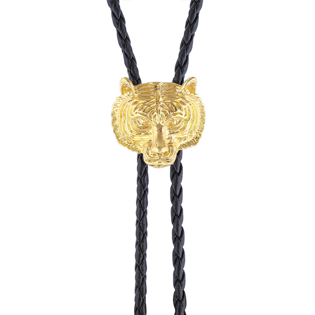 Western Retro Tiger Head Metal Bolo Tie