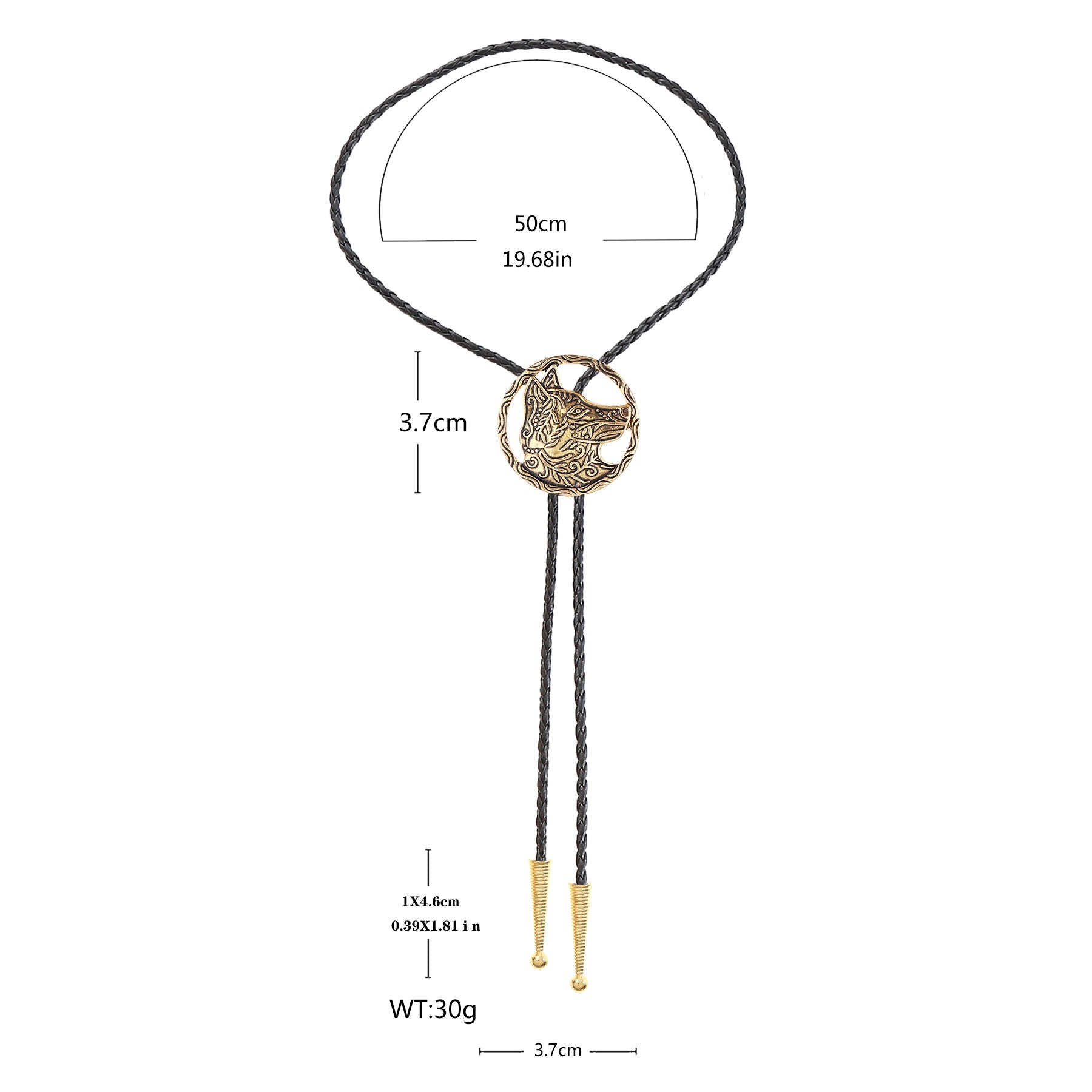 Vintage Antique Gold Hollow Wolf Head Bolo Tie