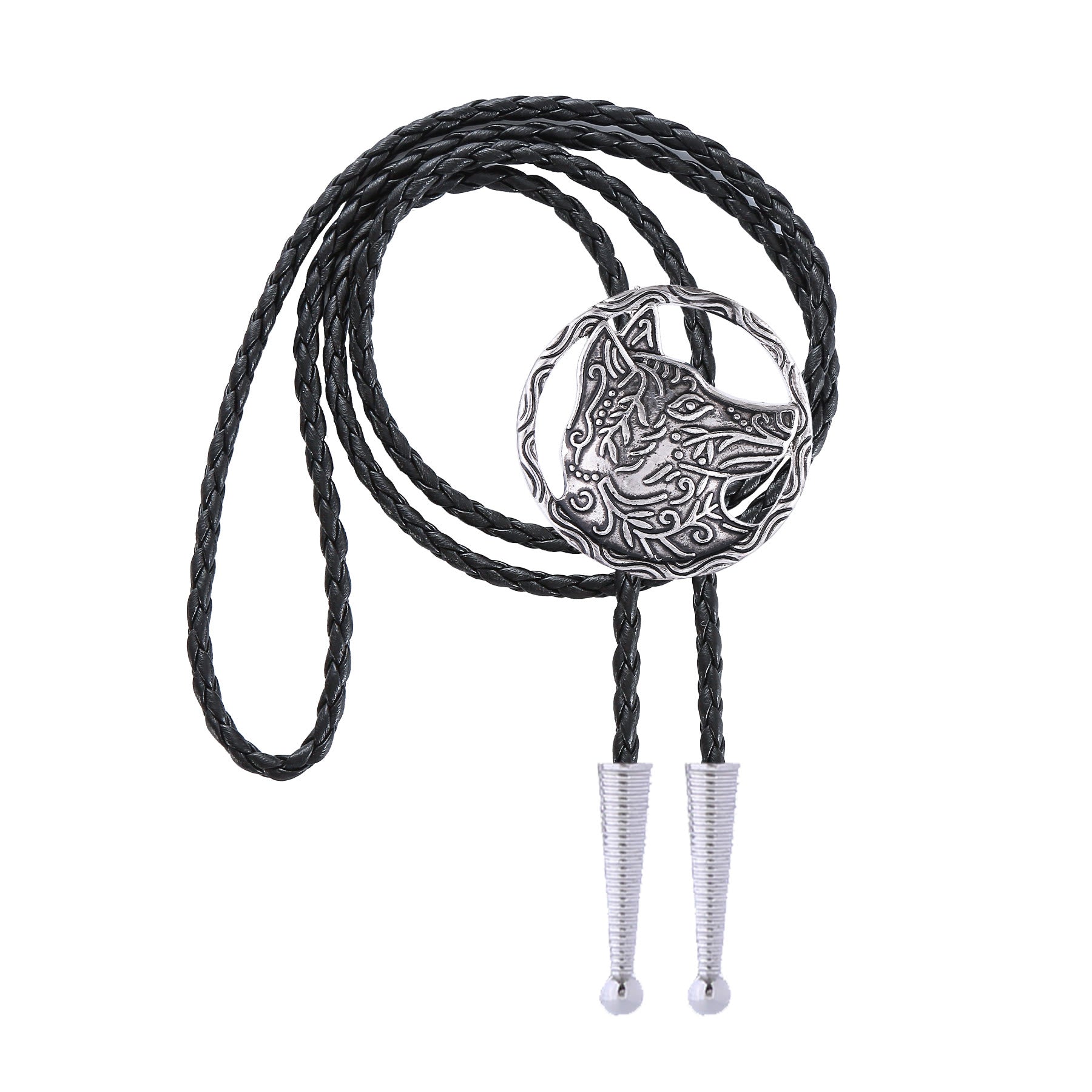 Vintage Antique Gold Hollow Wolf Head Bolo Tie