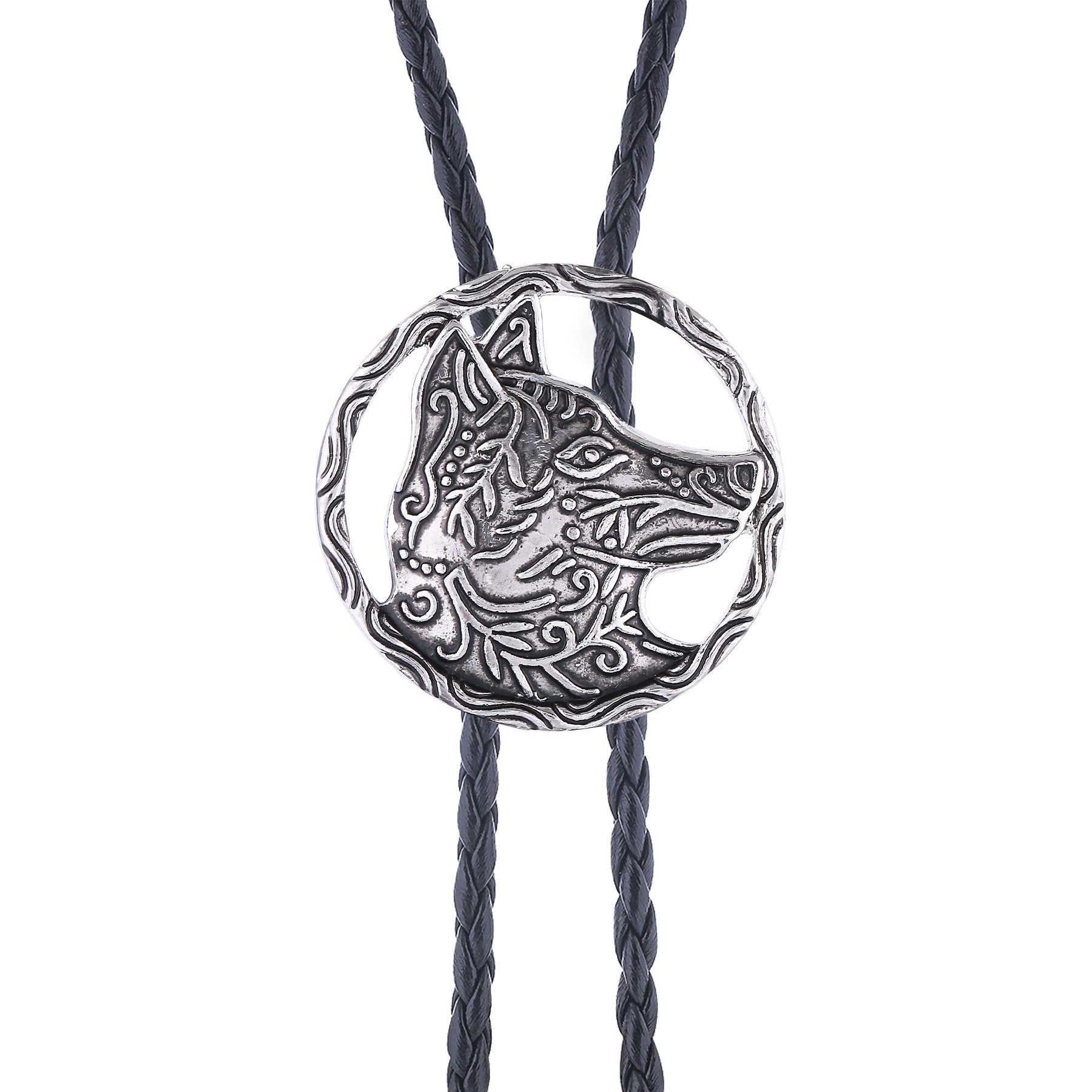 Vintage Antique Gold Hollow Wolf Head Bolo Tie