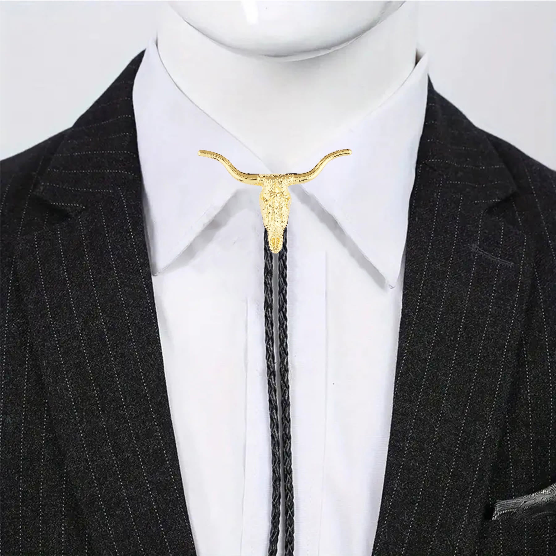 Retro Longhorn Bull Skull Bolo Tie