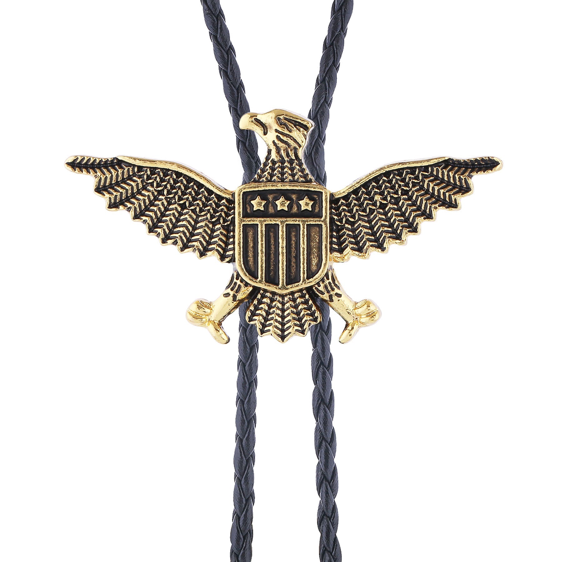 Western American Patriotic Eagle Star Shield Bolo Tie
