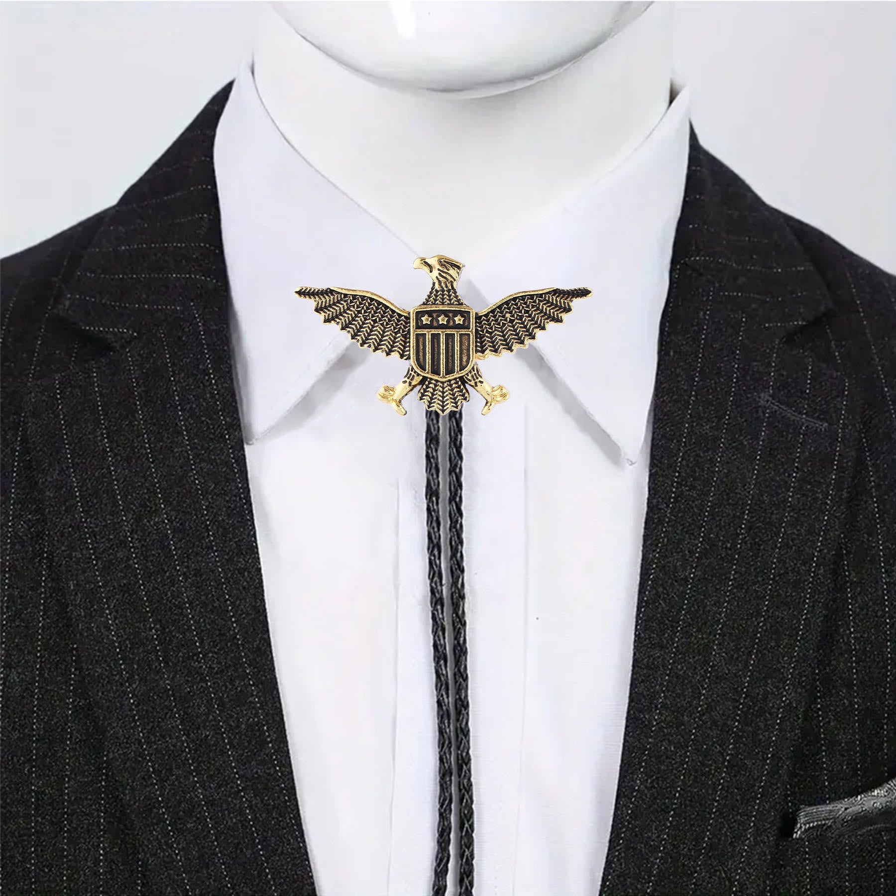 Western American Patriotic Eagle Star Shield Bolo Tie