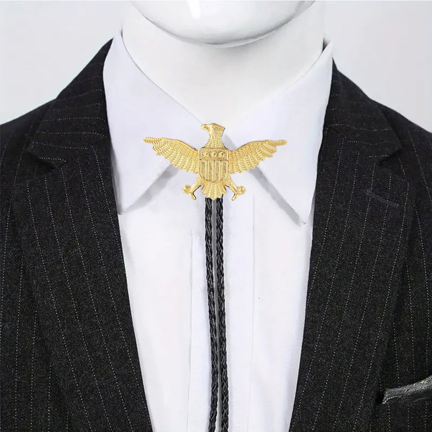 Western American Patriotic Eagle Star Shield Bolo Tie