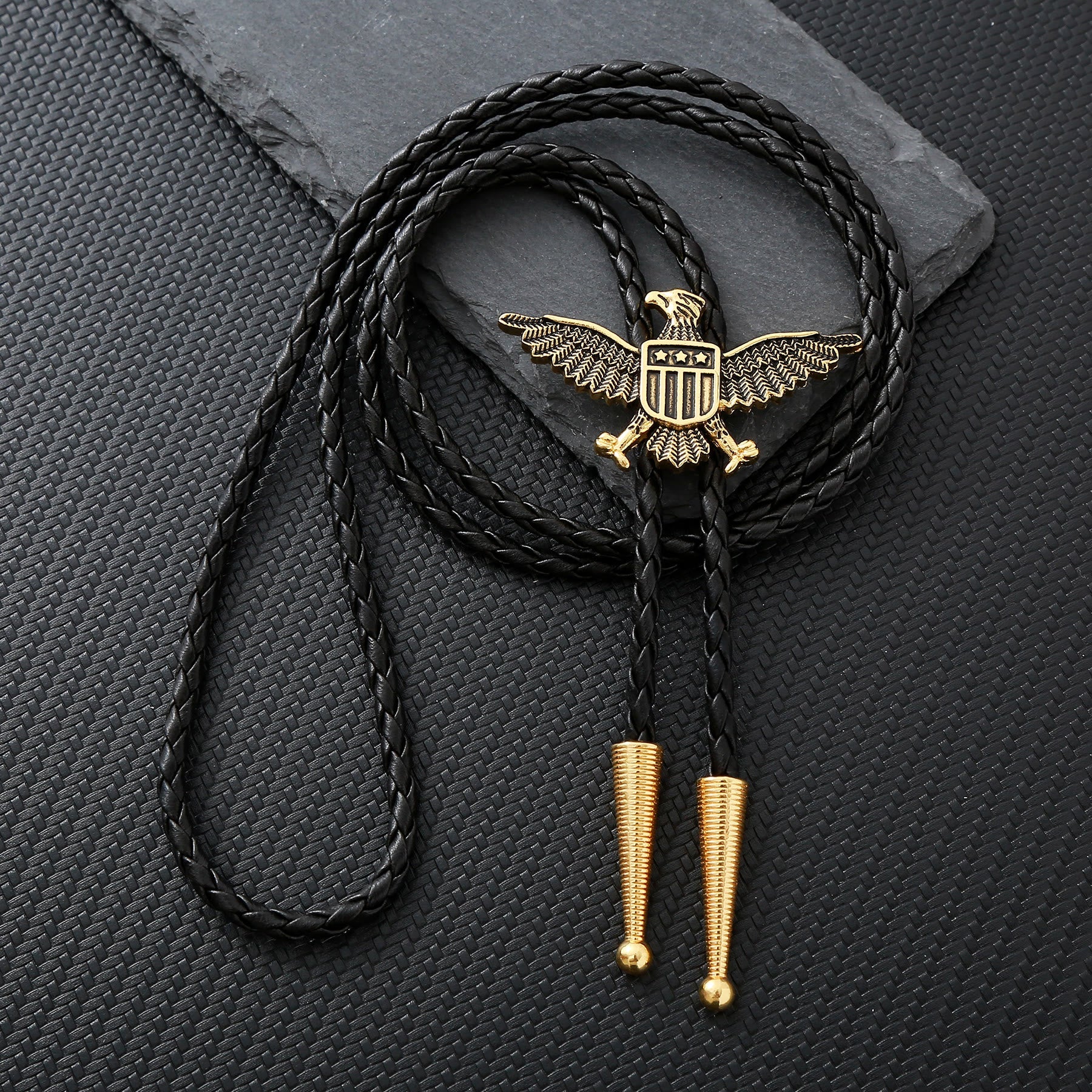Western American Patriotic Eagle Star Shield Bolo Tie