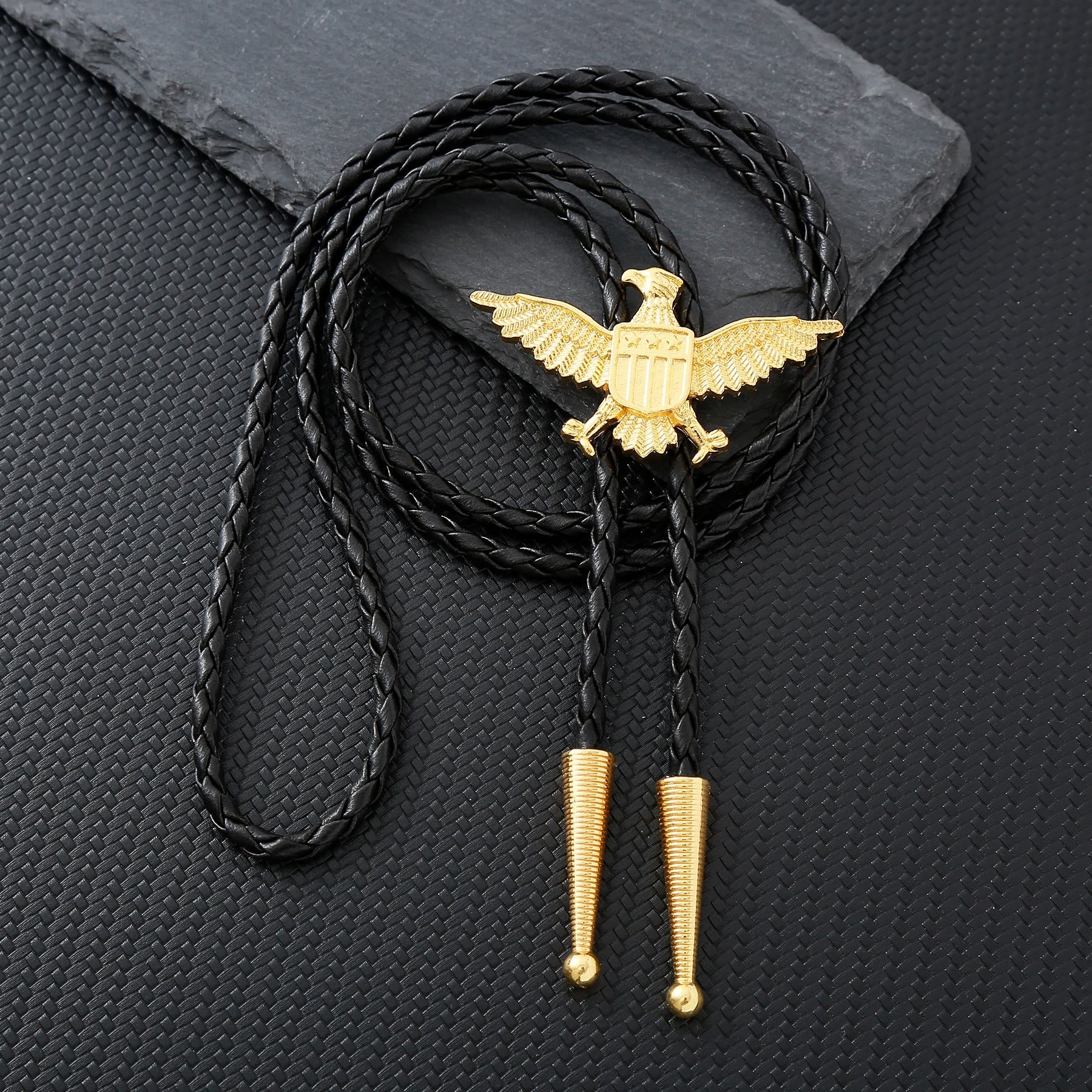 Western American Patriotic Eagle Star Shield Bolo Tie