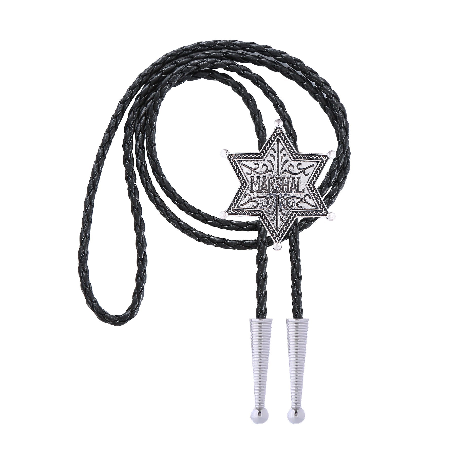 Vintage Western Marshal Hexagram Star Badge Bolo Tie