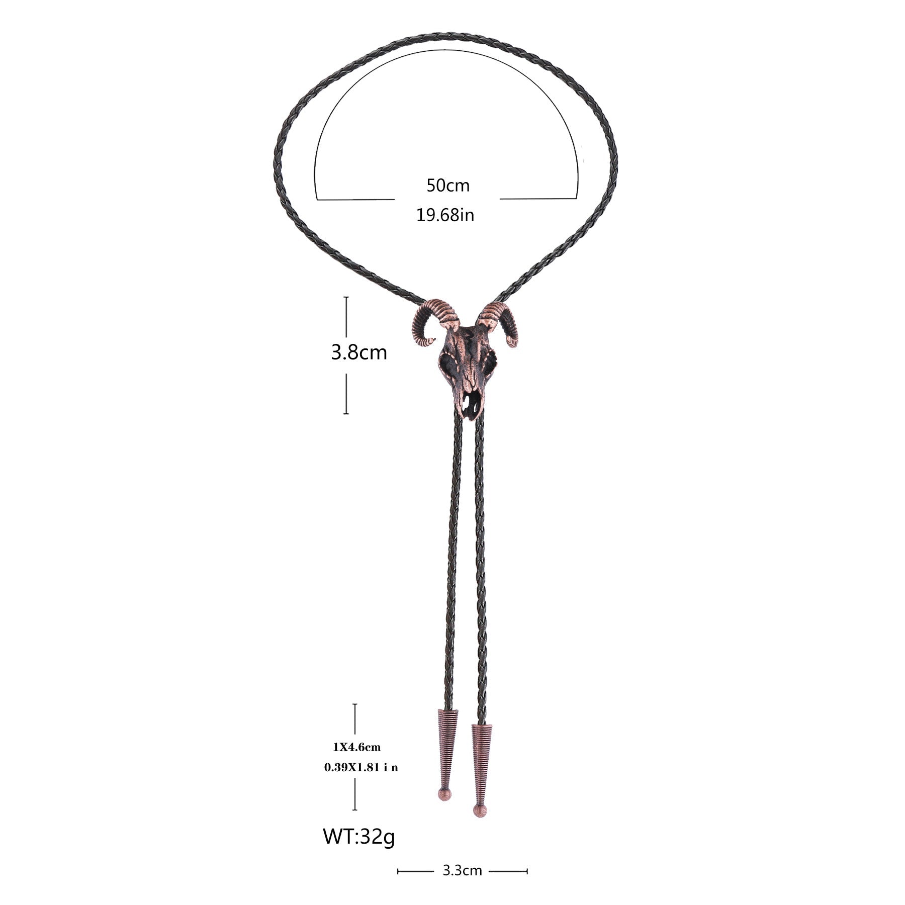 Dark Aesthetic Gothic Ram Skull Bolo Tie