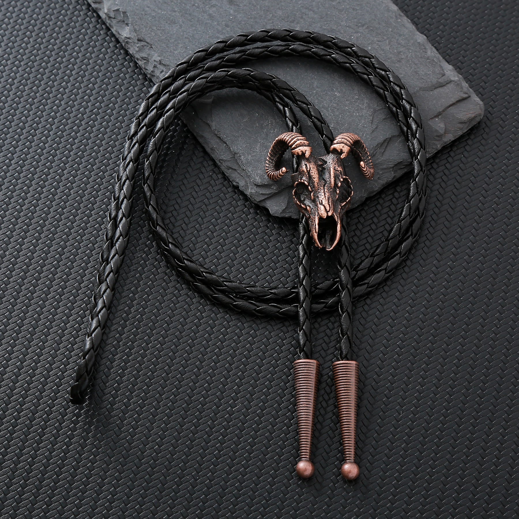 Dark Aesthetic Gothic Ram Skull Bolo Tie