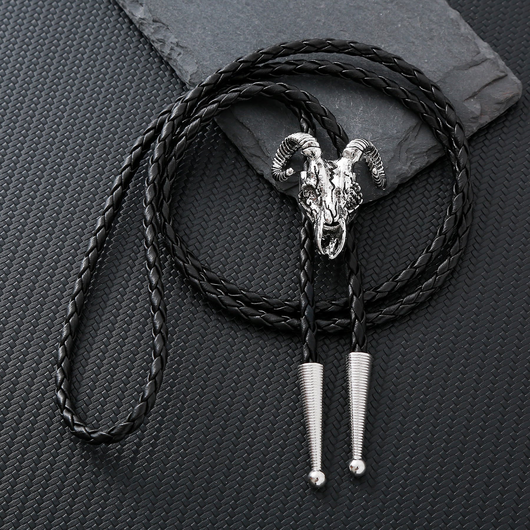 Dark Aesthetic Gothic Ram Skull Bolo Tie