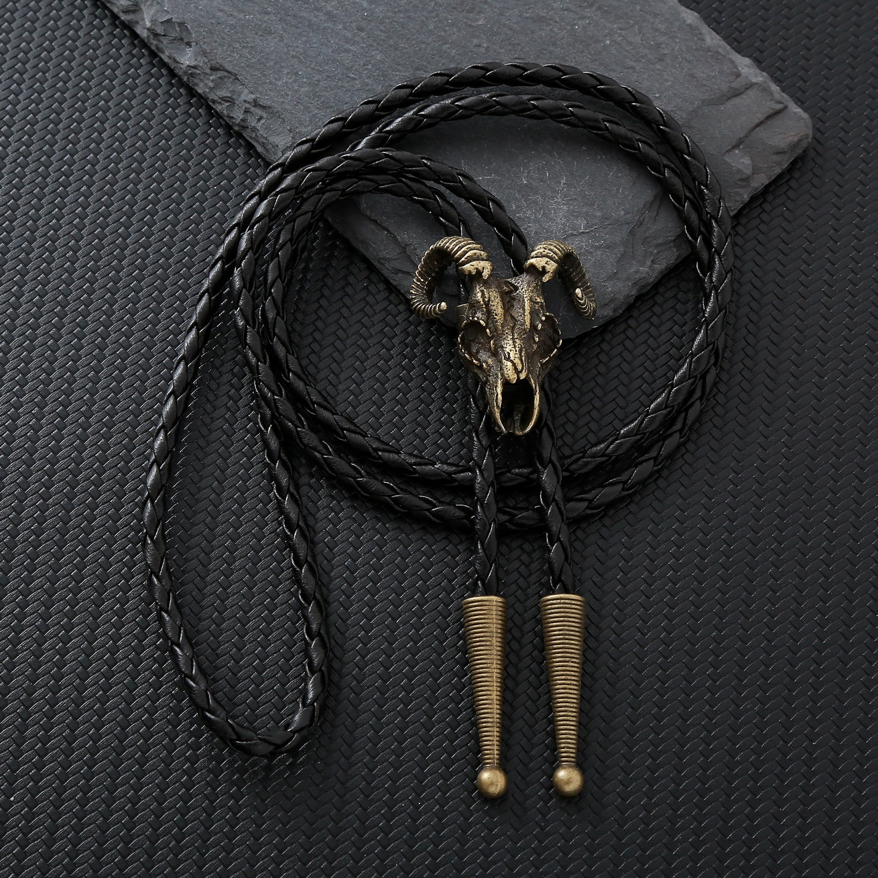 Dark Aesthetic Gothic Ram Skull Bolo Tie