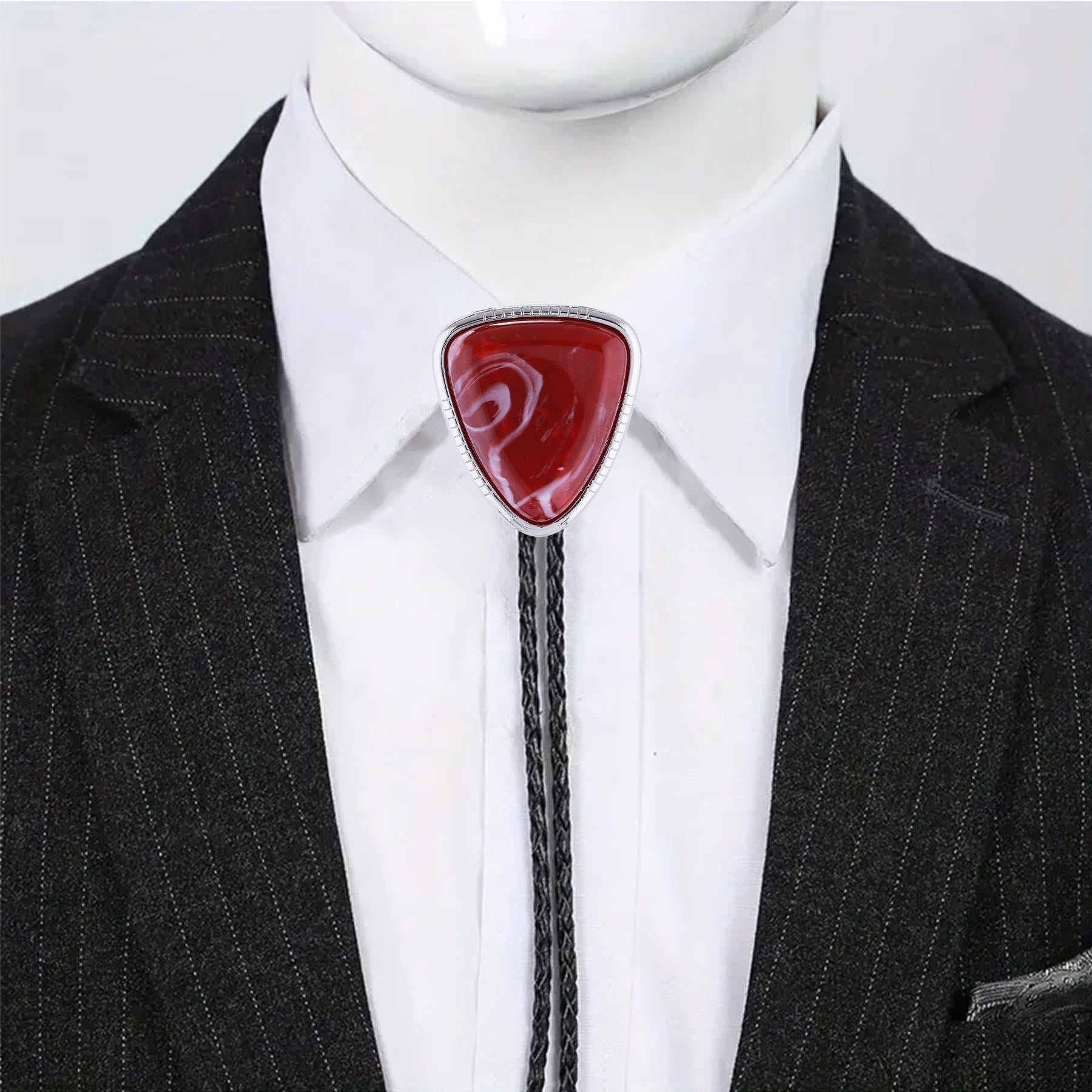 Western Glossy Artificial Tribal Shield Stone Bolo Tie