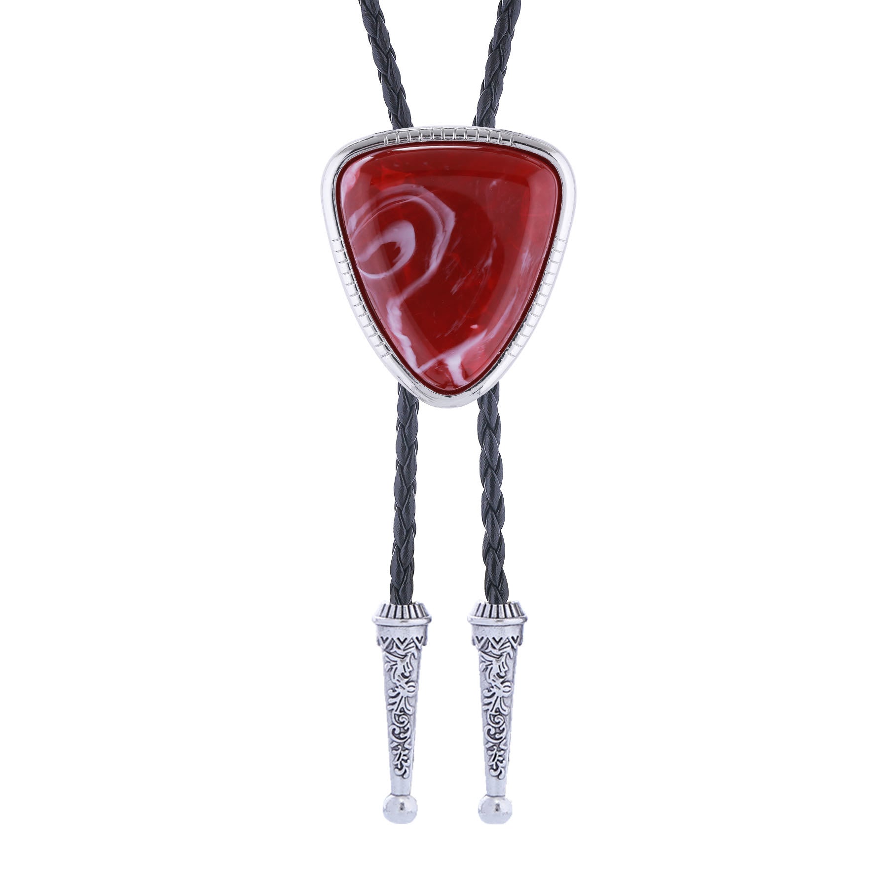 Western Glossy Artificial Tribal Shield Stone Bolo Tie