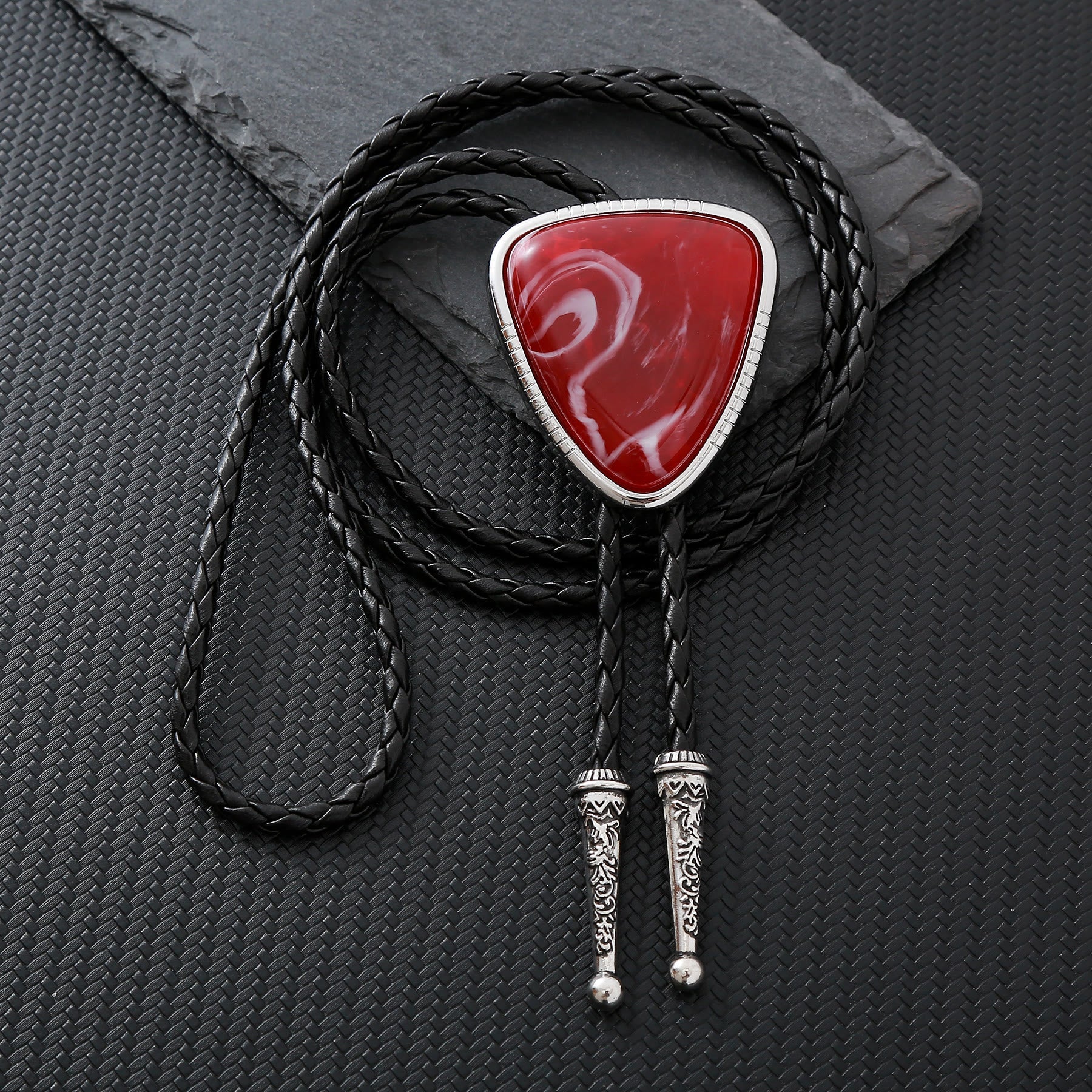 Western Glossy Artificial Tribal Shield Stone Bolo Tie