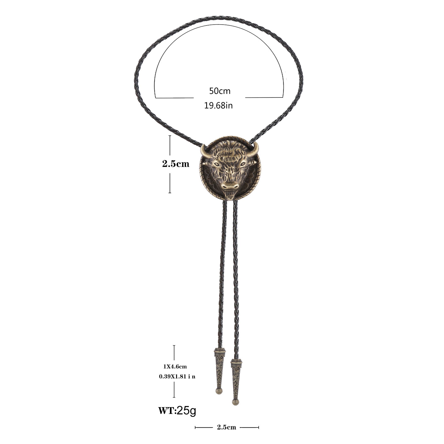 Buffalo Head Medallion Old West Bolo Tie