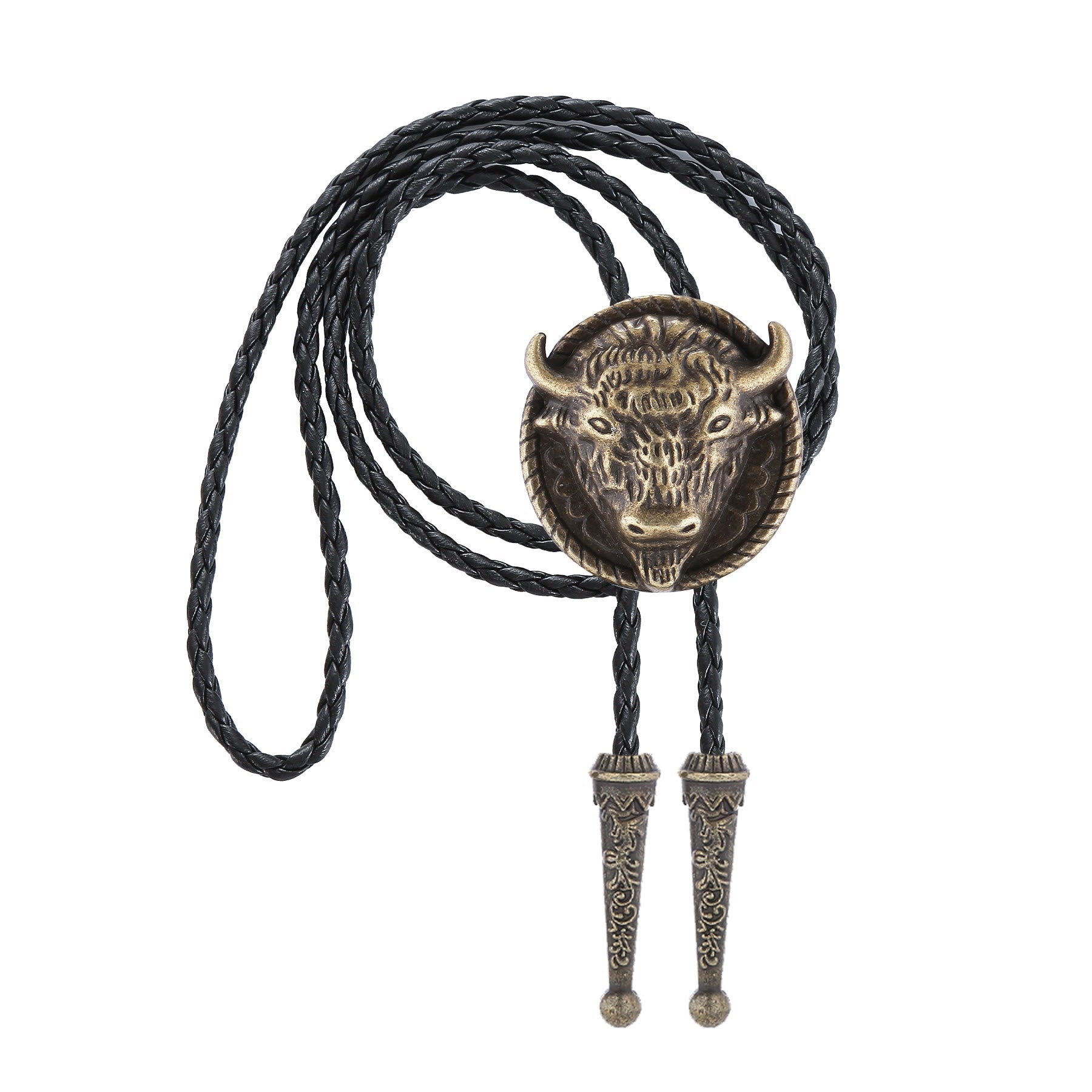 Buffalo Head Medallion Old West Bolo Tie