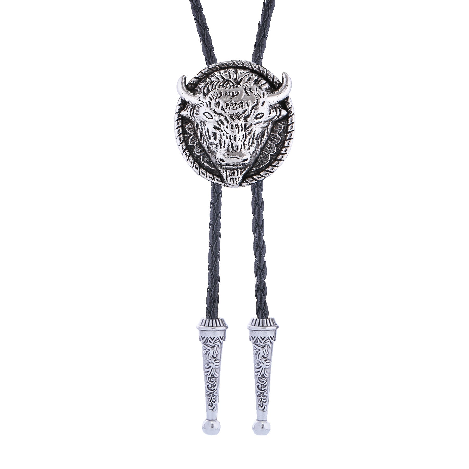 Buffalo Head Medallion Old West Bolo Tie