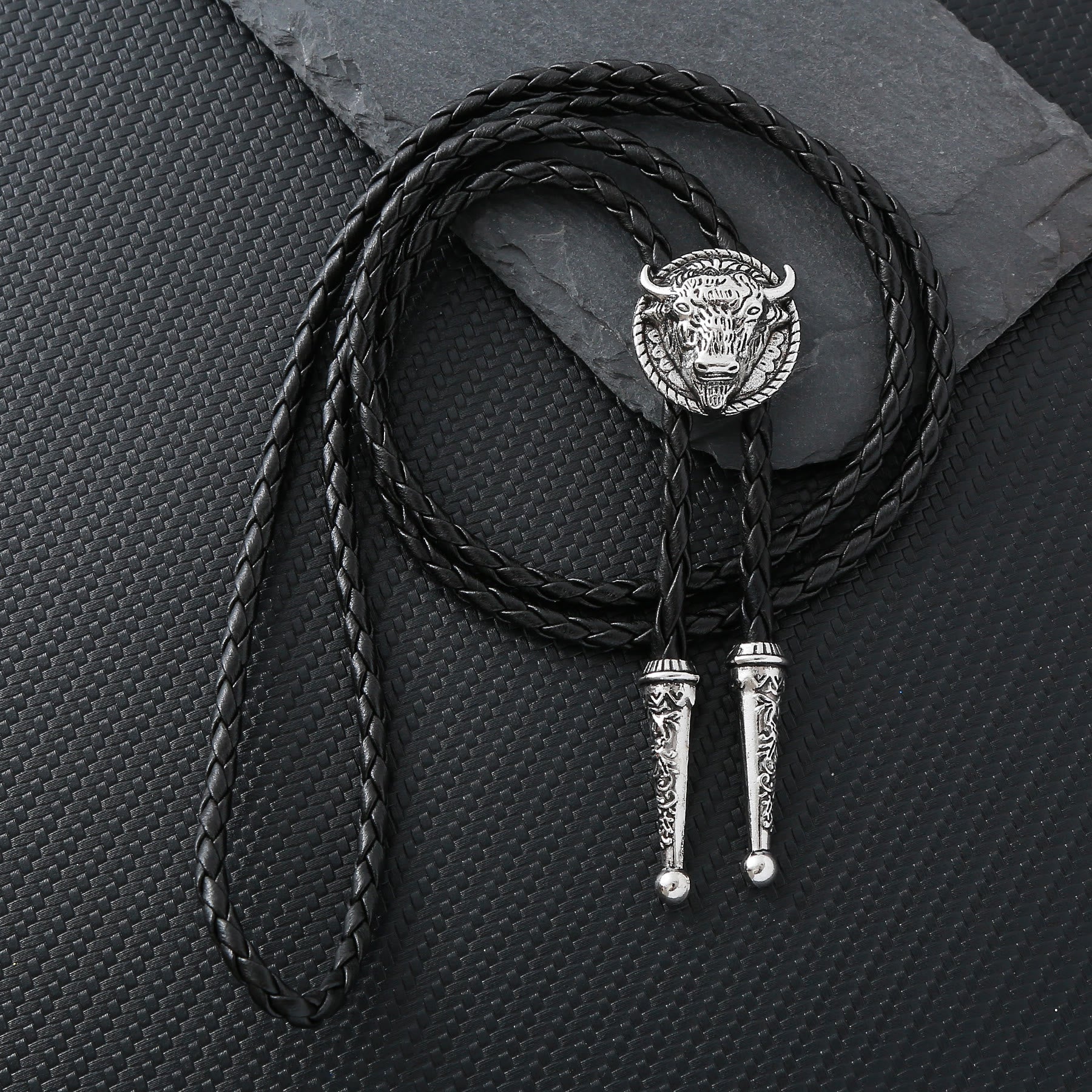 Buffalo Head Medallion Old West Bolo Tie