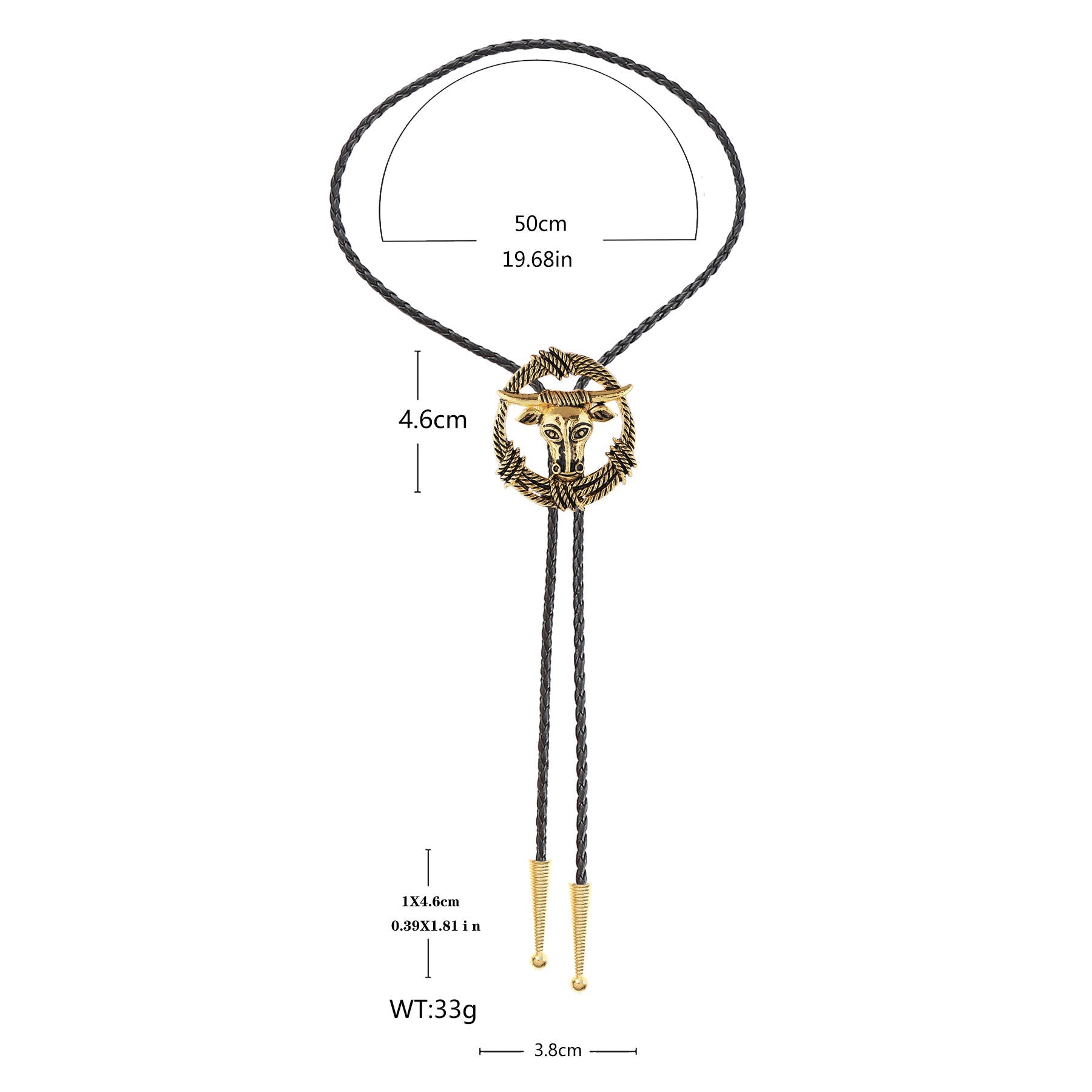 Rodeo Longhorn Bull Rope Wreath Rock Style Bolo Tie