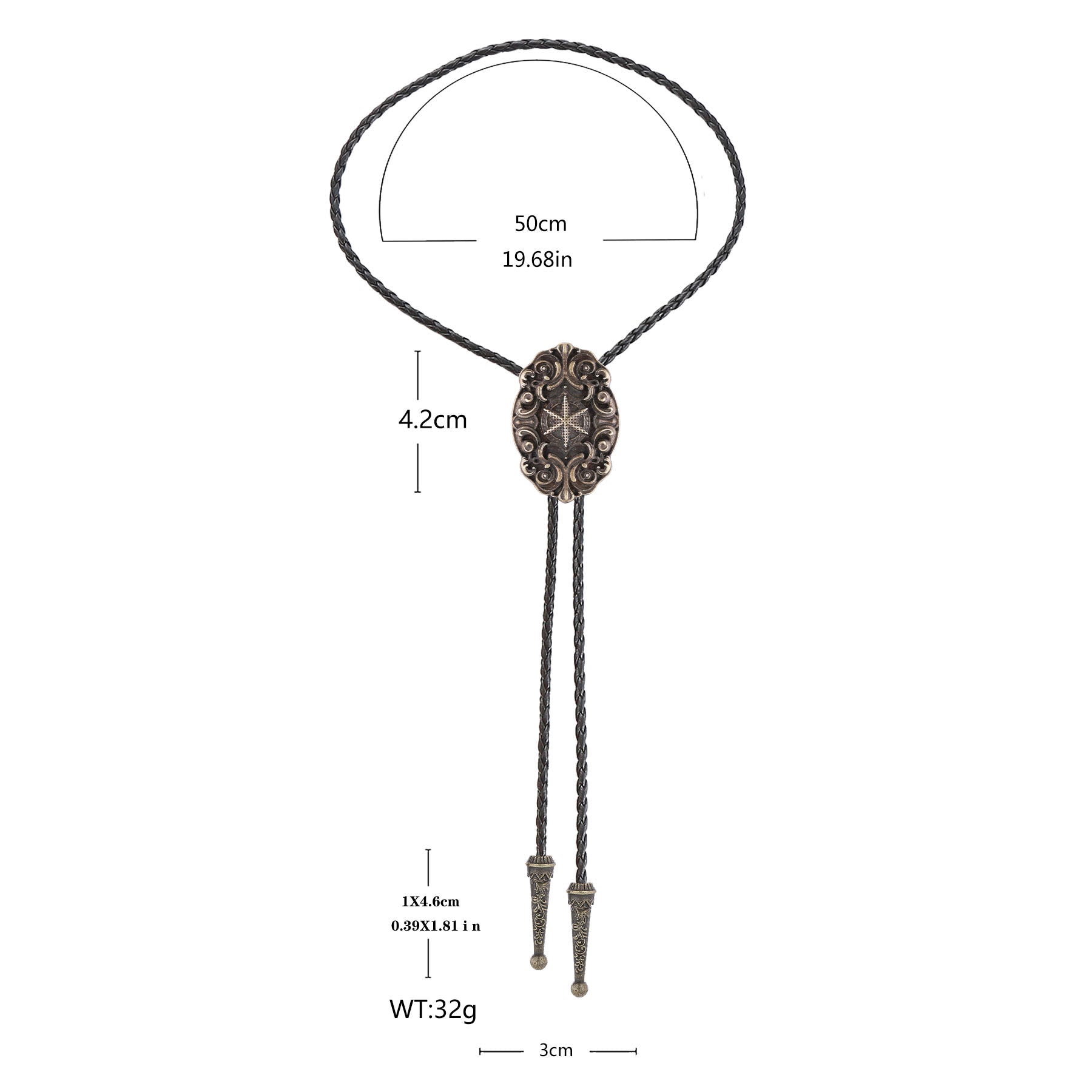 Ornate Compass Star Victorian Western Bolo Tie