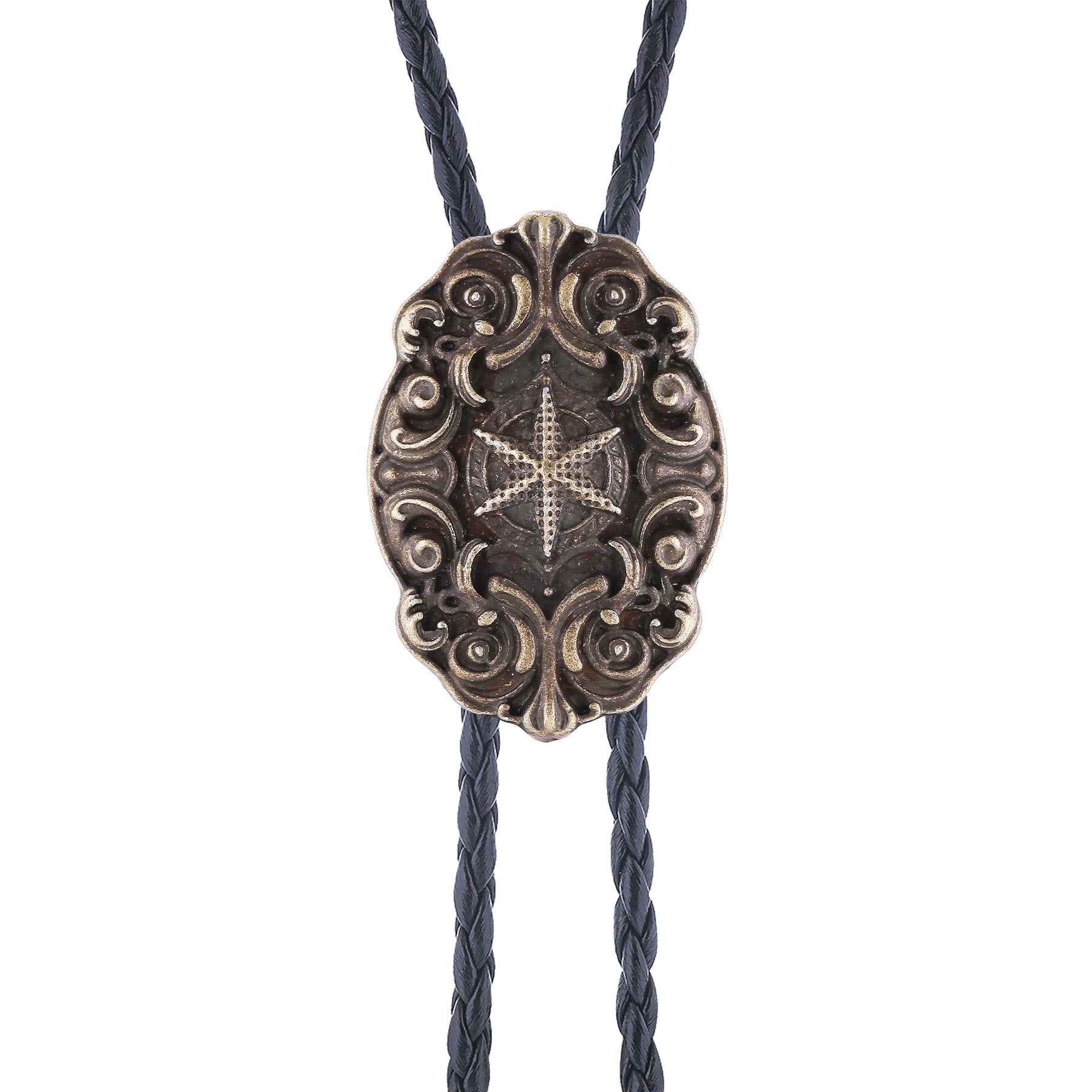 Ornate Compass Star Victorian Western Bolo Tie