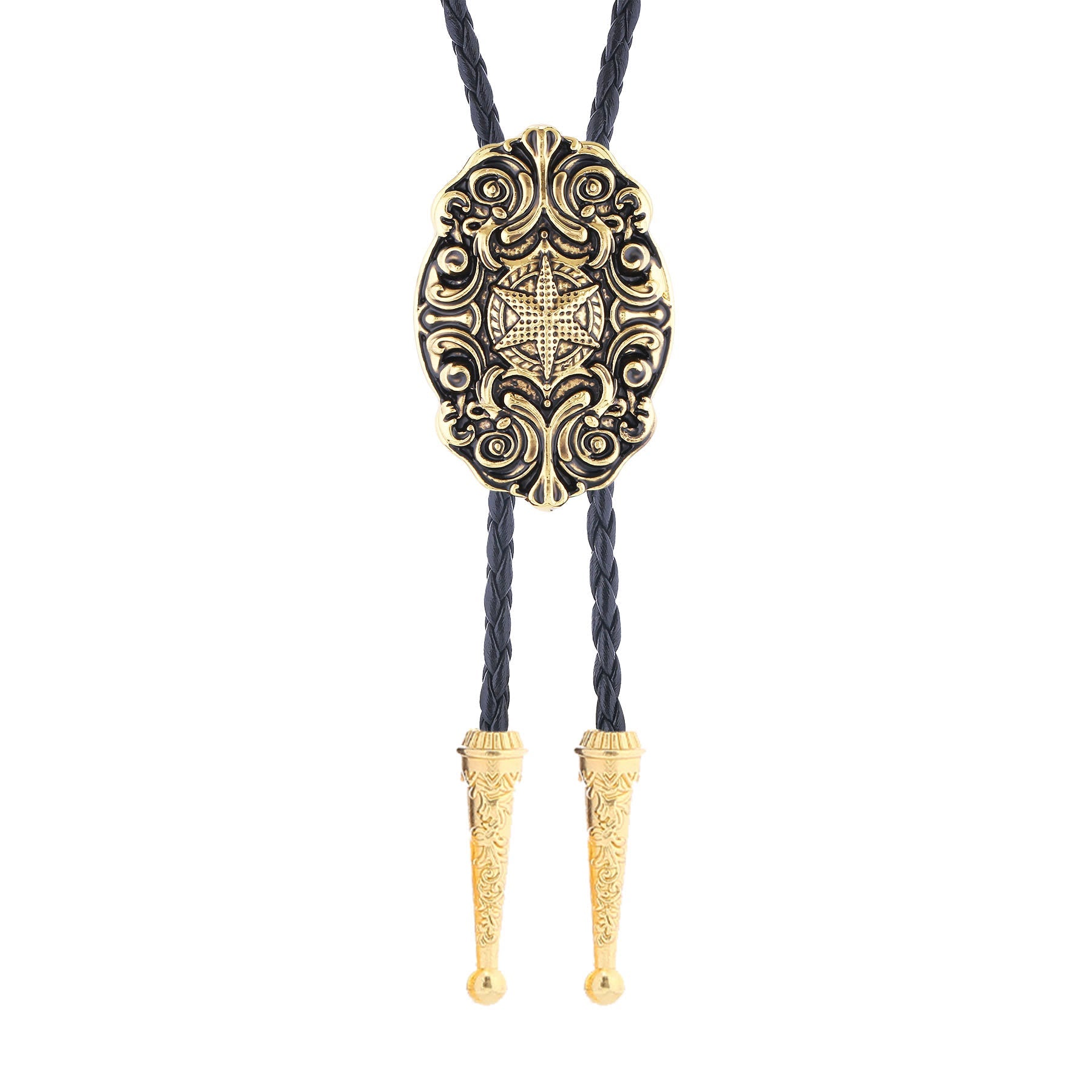 Ornate Compass Star Victorian Western Bolo Tie