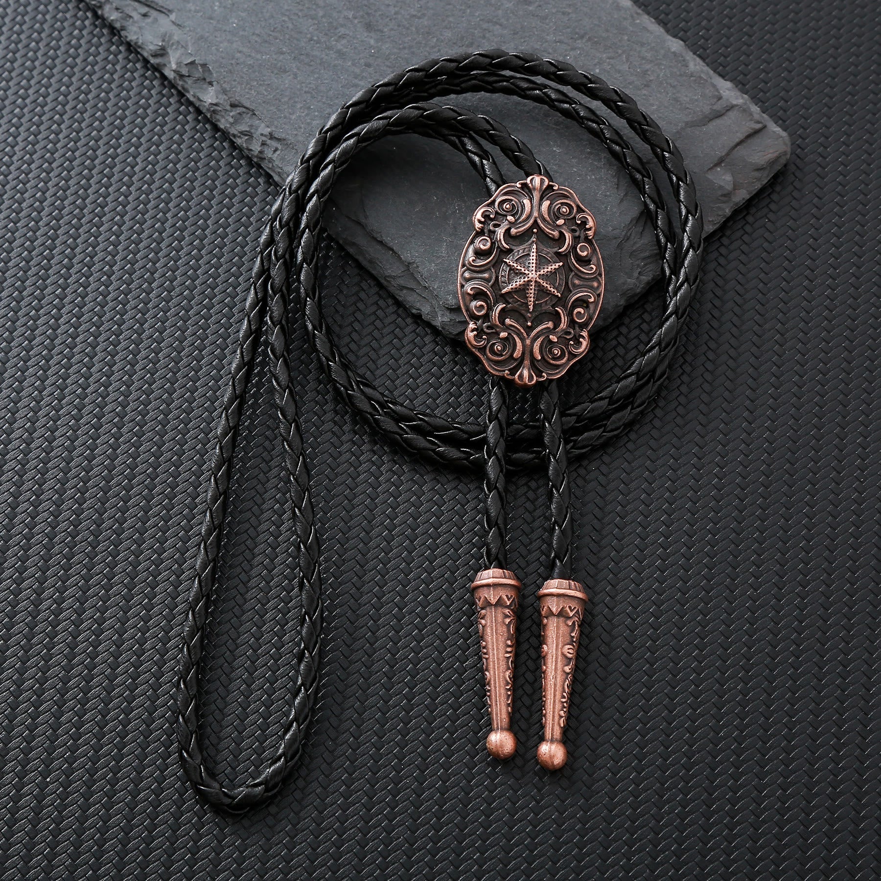 Ornate Compass Star Victorian Western Bolo Tie