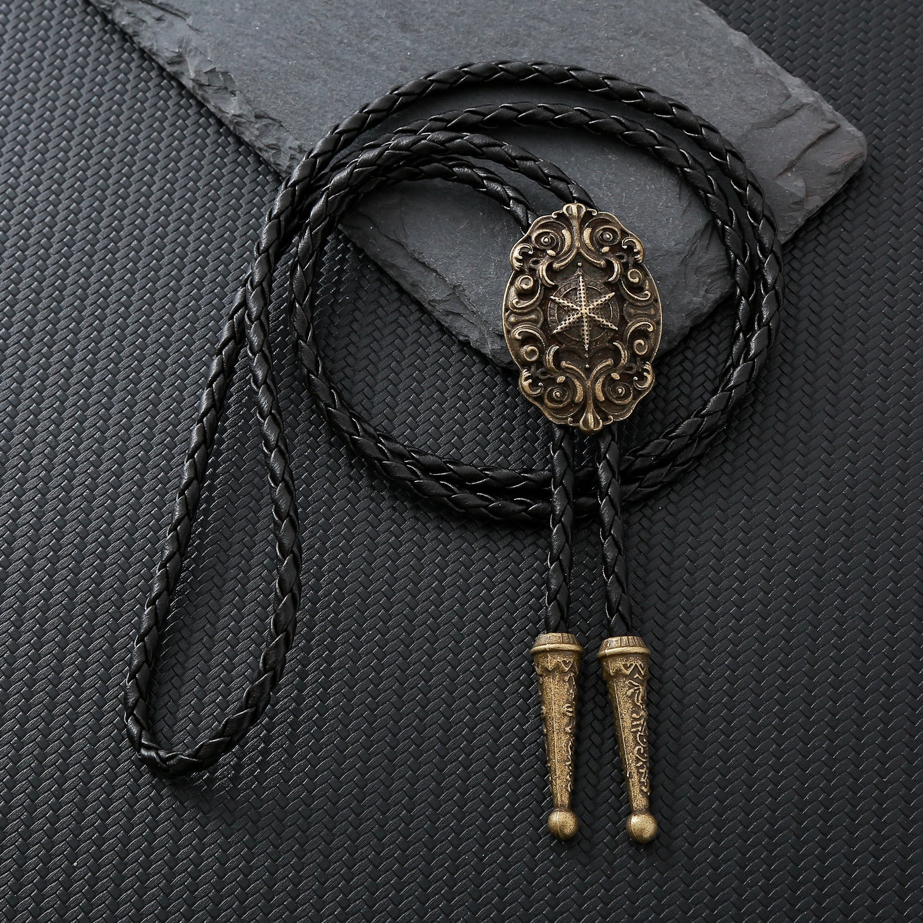 Ornate Compass Star Victorian Western Bolo Tie