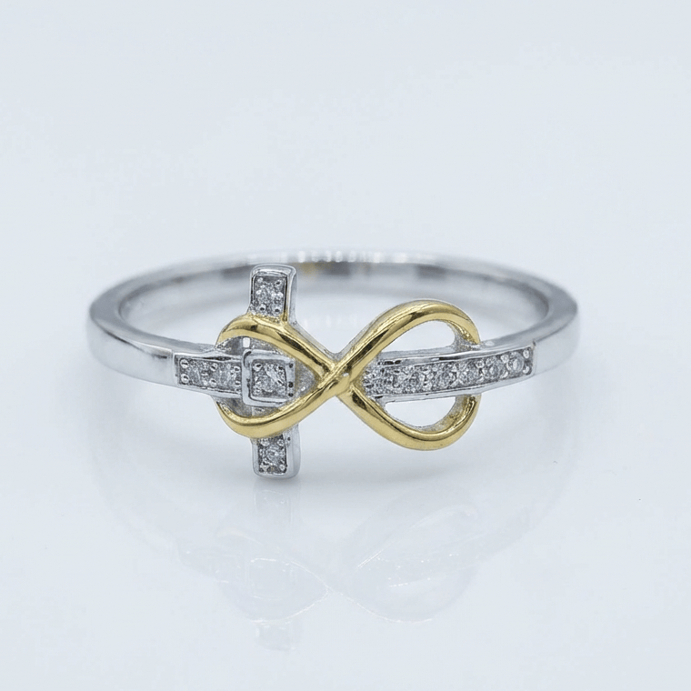 SILVER & GOLD PLATED CROSS RING
