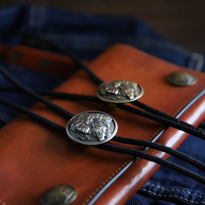 Cowboy Carving Indian Chief Head Bolo Tie