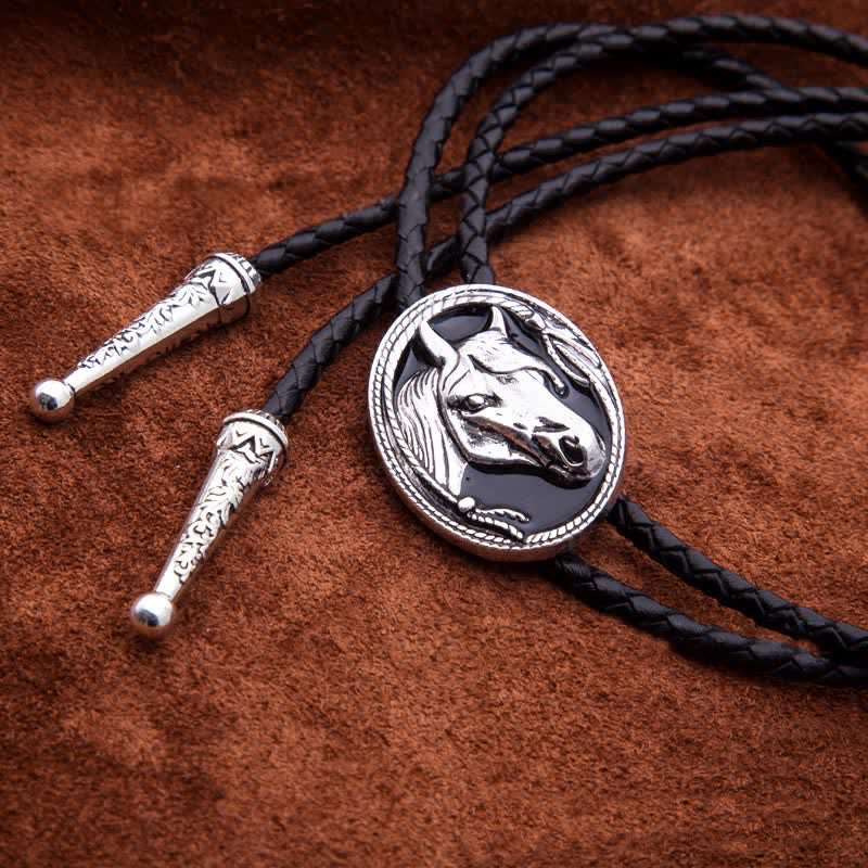 Clearance: Western Ethnic Embossed Horse Head Bolo Tie