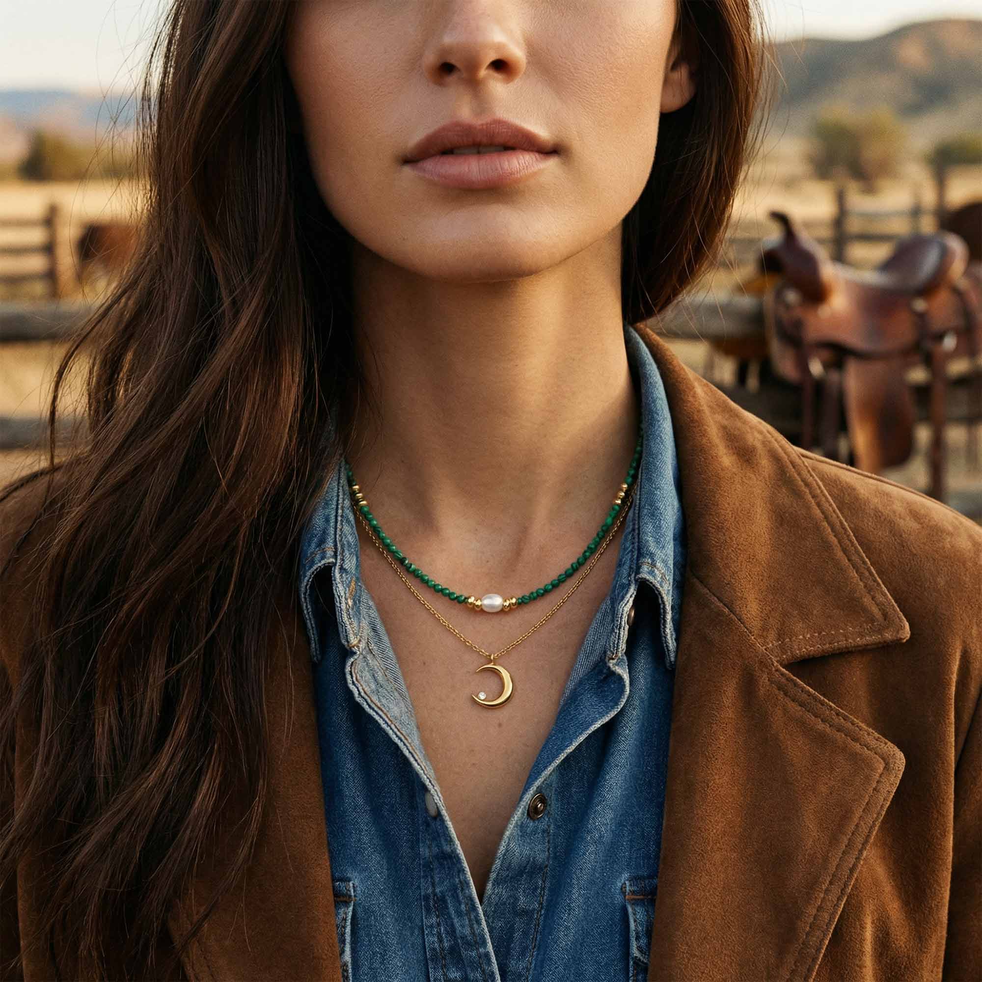 Emerald Crescent Necklace