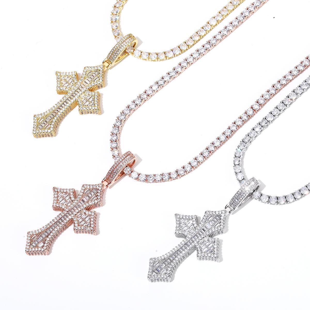 Copper and Zircon Cross Necklace