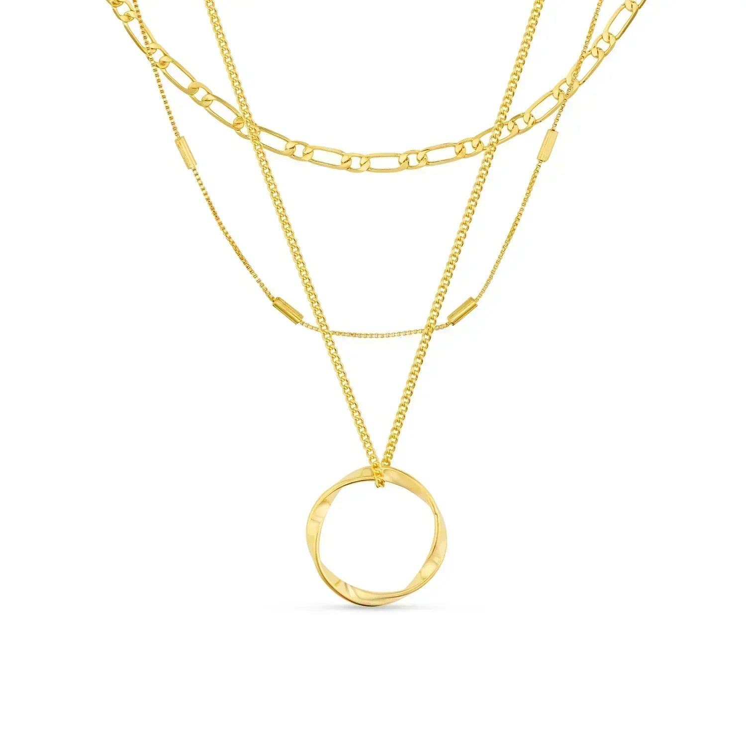 Gold Three-Strand Circle Necklace