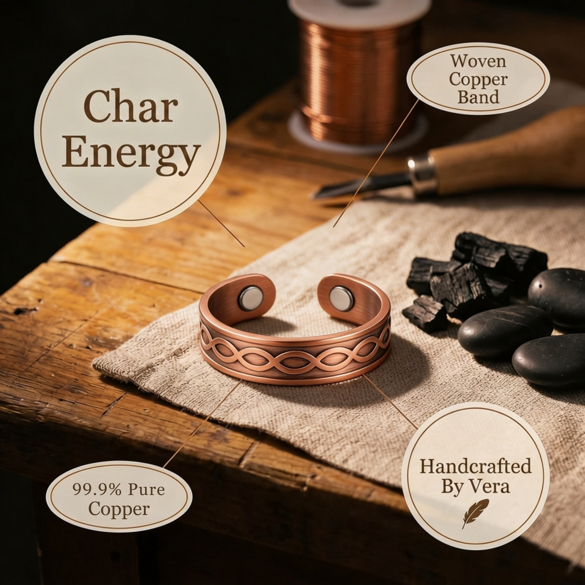 Copper Jewelry Char Copper Ring