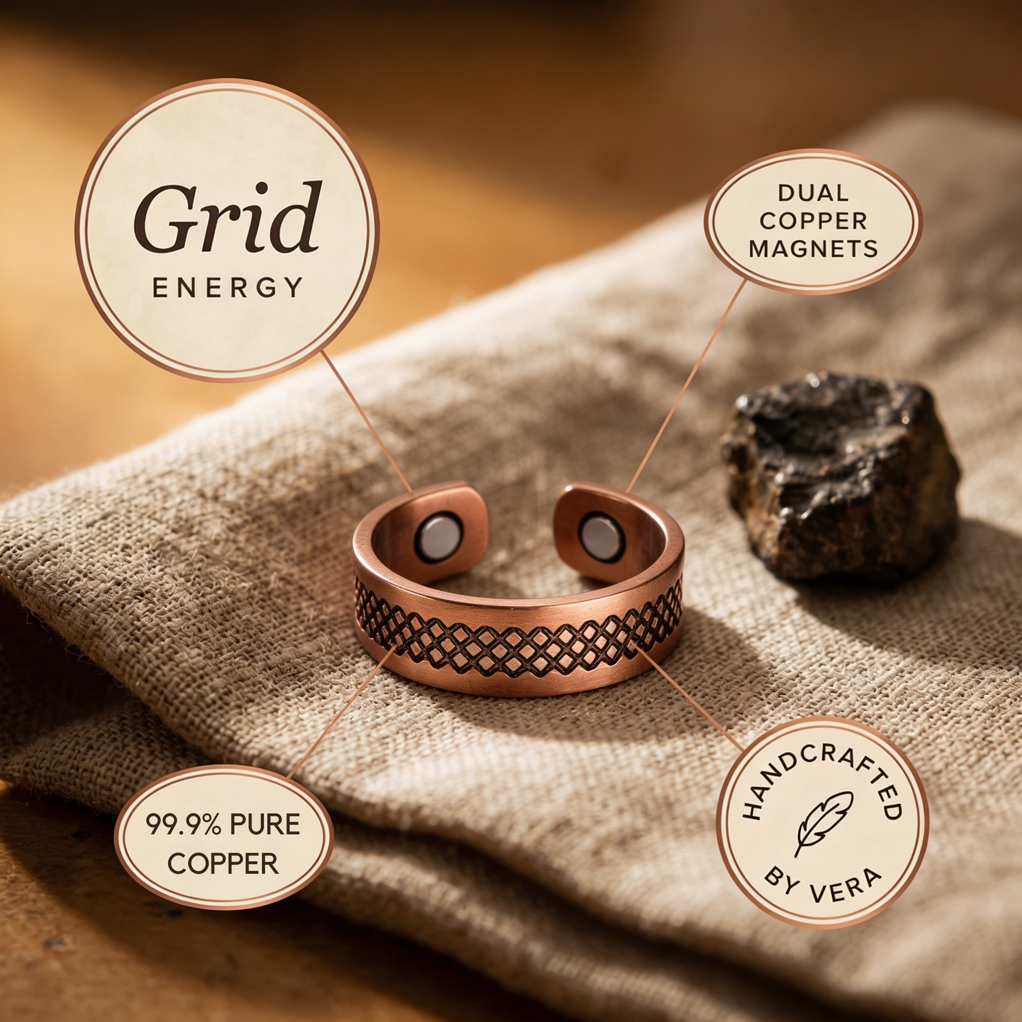 Copper Jewelry Grid Copper Ring