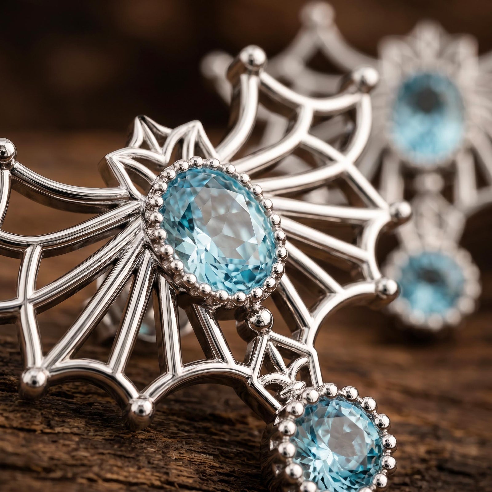Aether Weave Earrings - Aquamarine