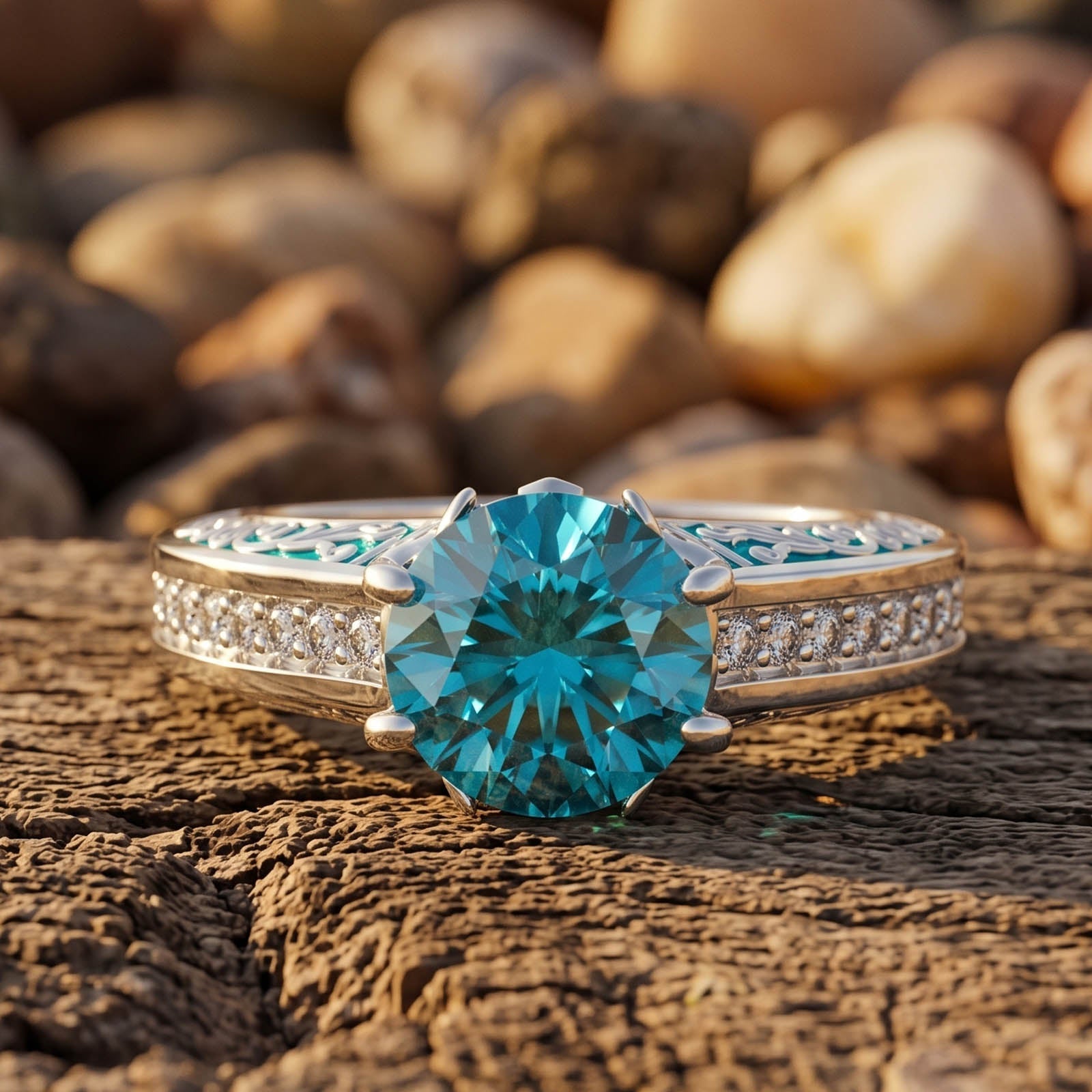 Antler Bloom Ring - Aquamarine